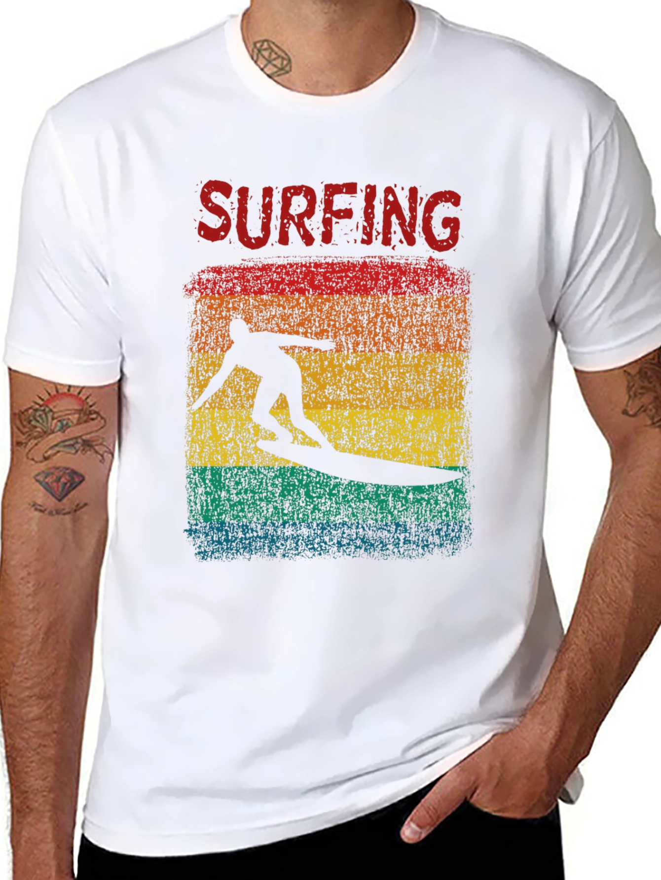 Surfing Retro Graphic Tee - Black