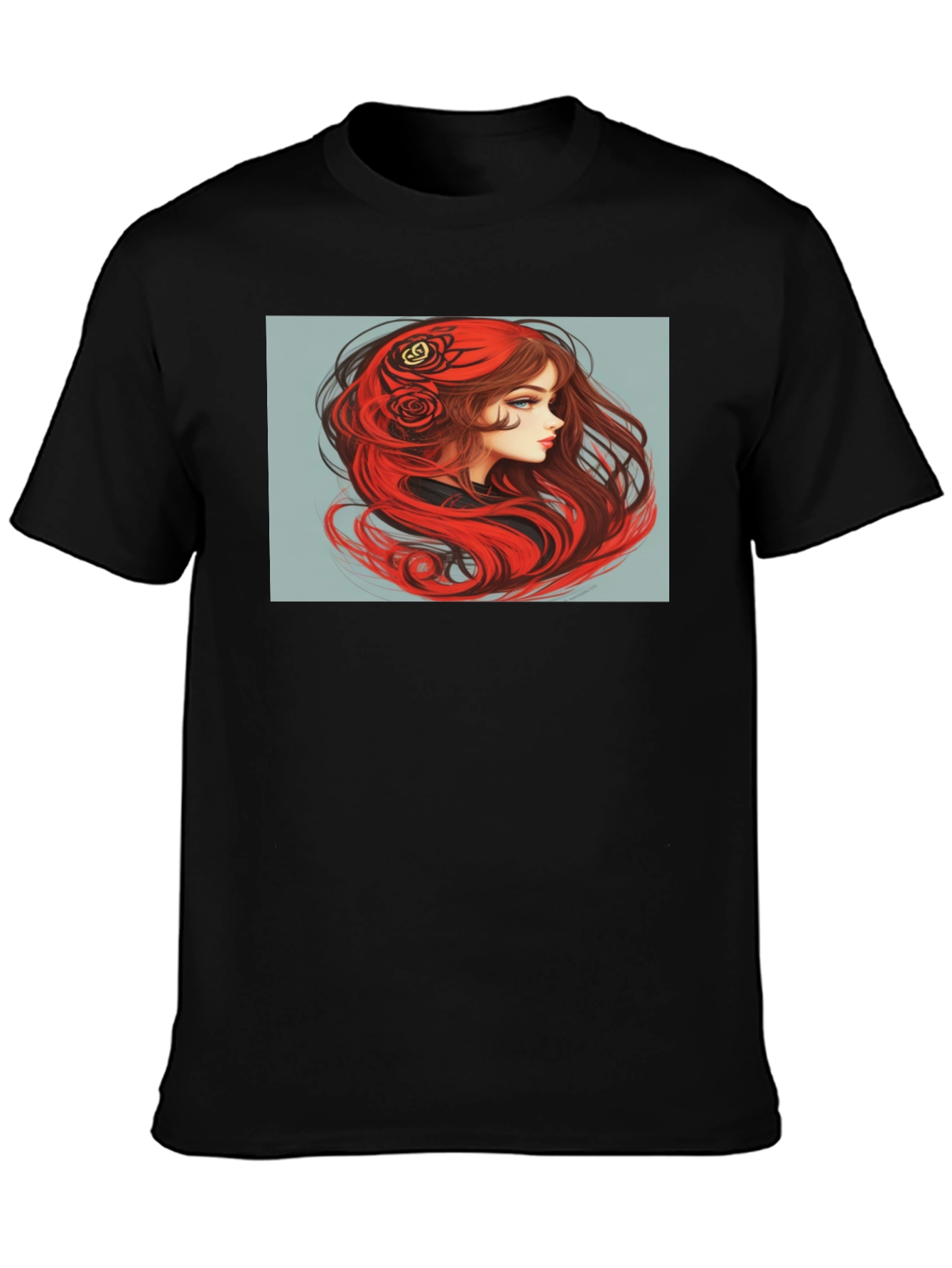 Red-Haired Woman Graphic Black T-Shirt