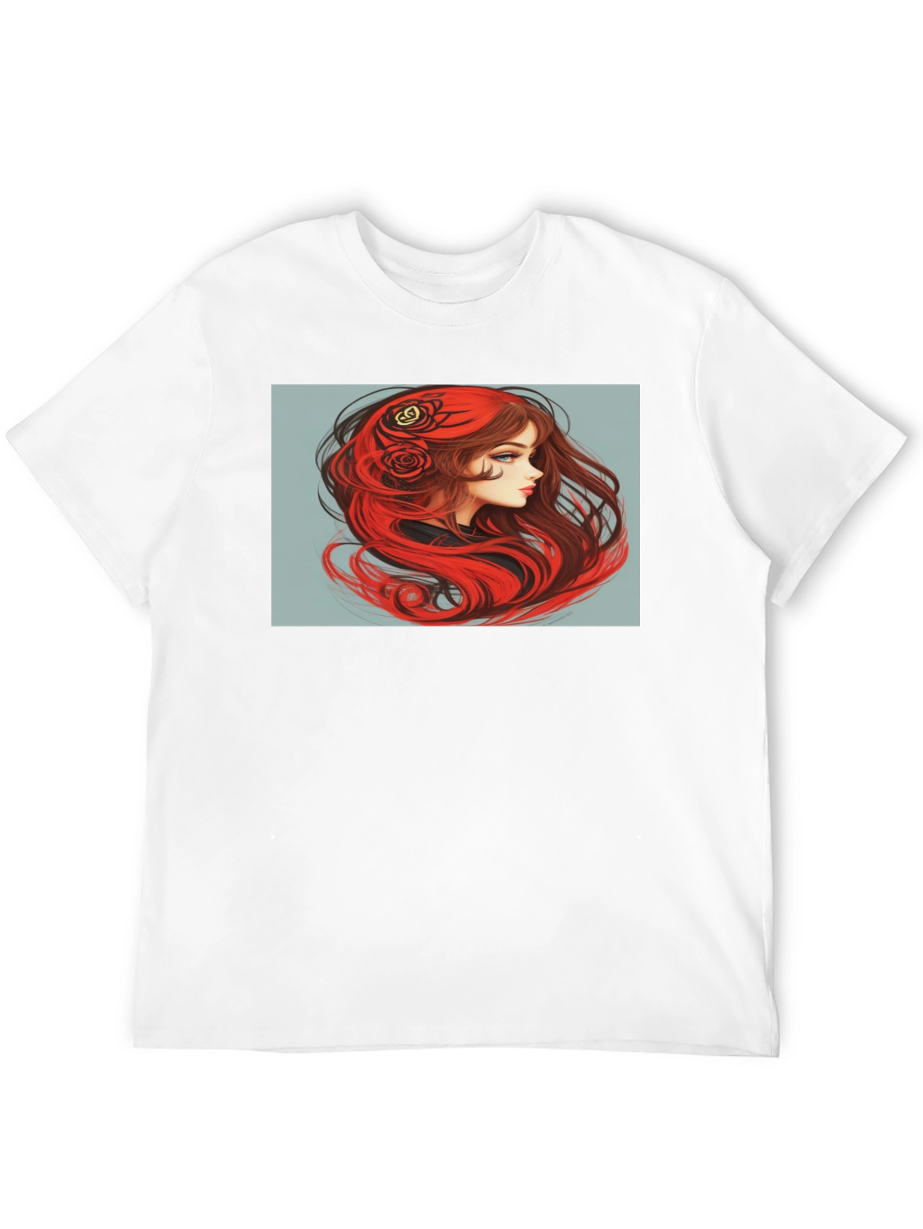 Red-Haired Woman Graphic Black T-Shirt