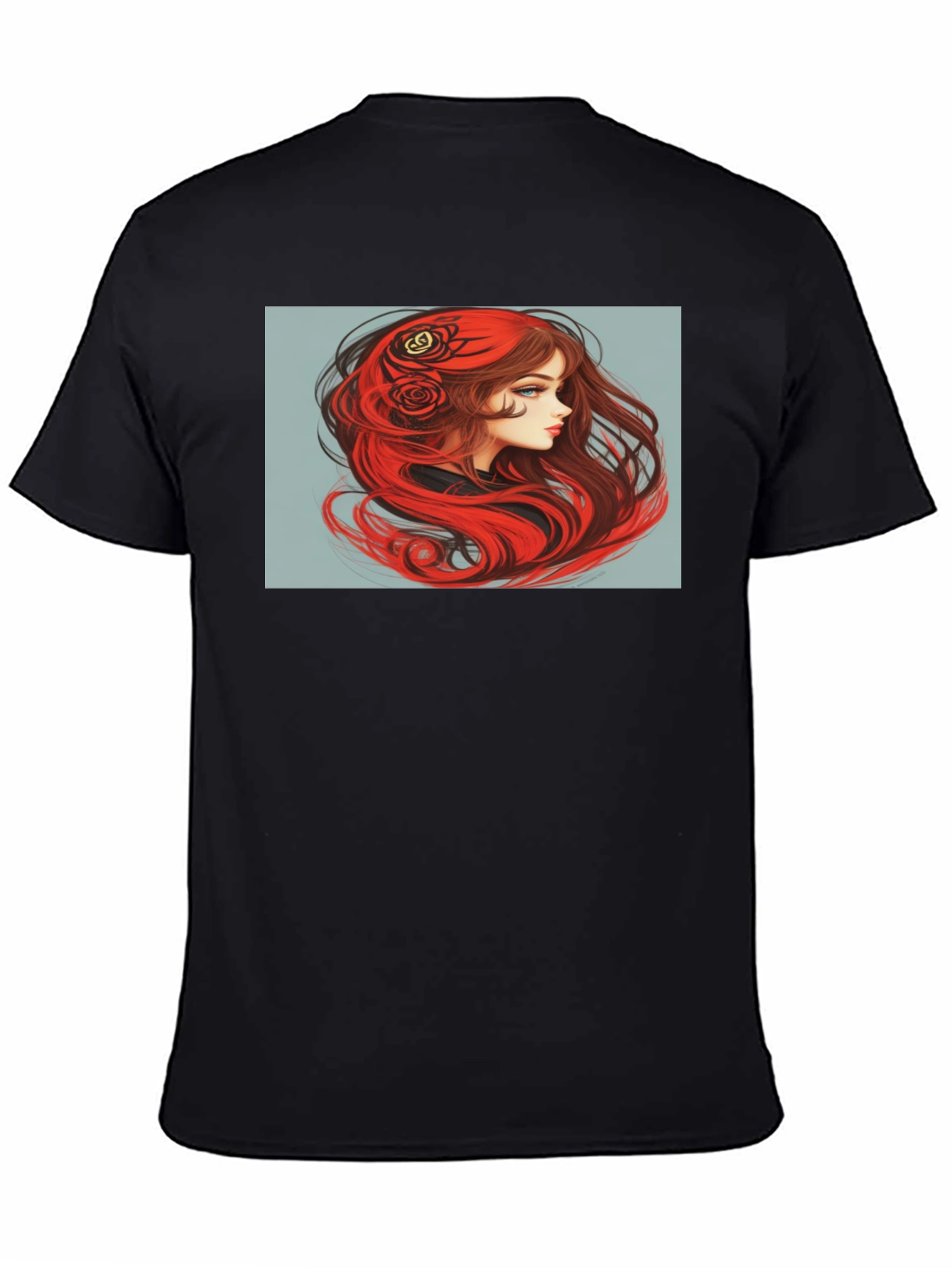 Red-Haired Woman Graphic Black T-Shirt