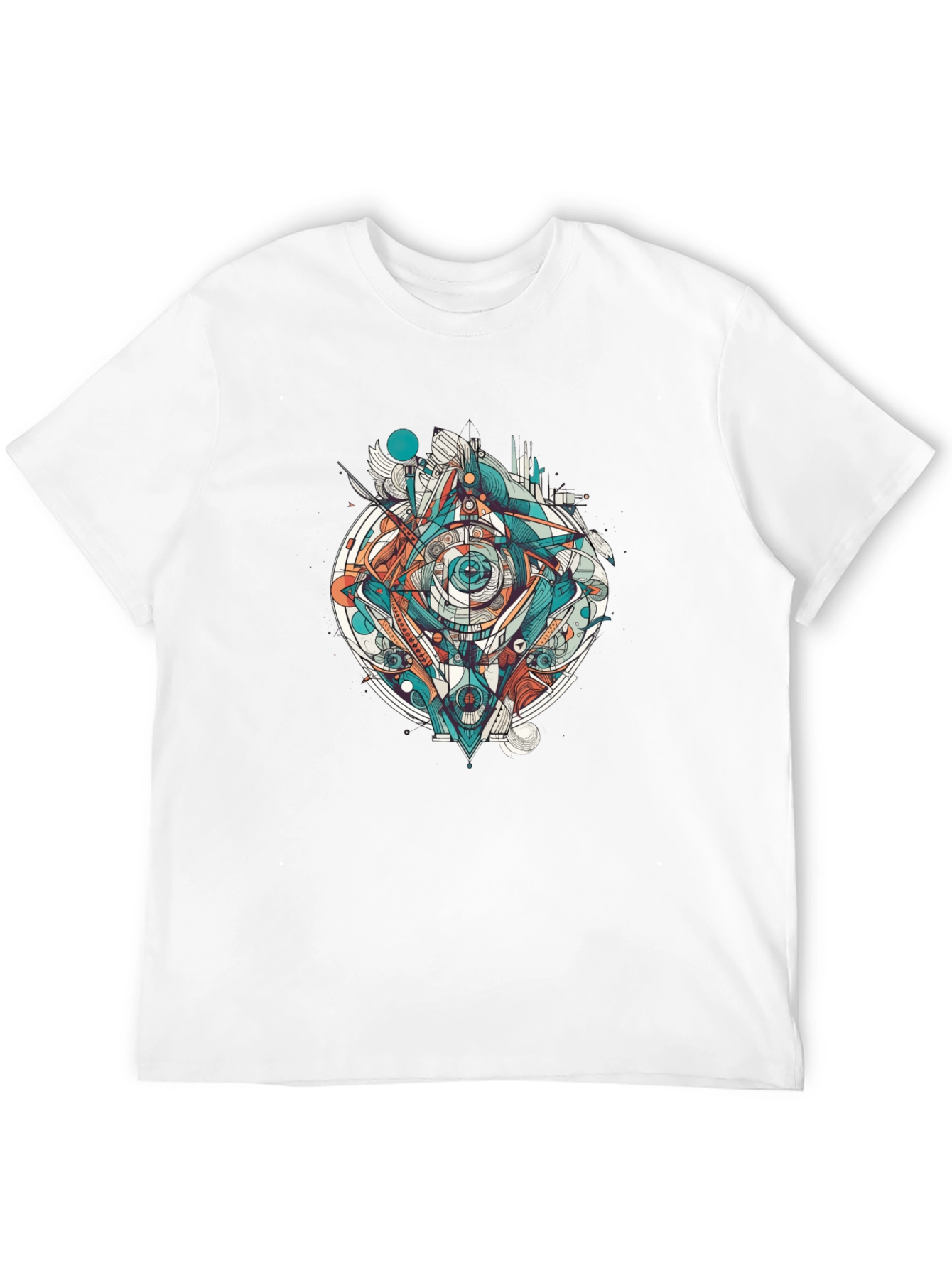 Abstract Geometric Eye Graphic Tee - Black