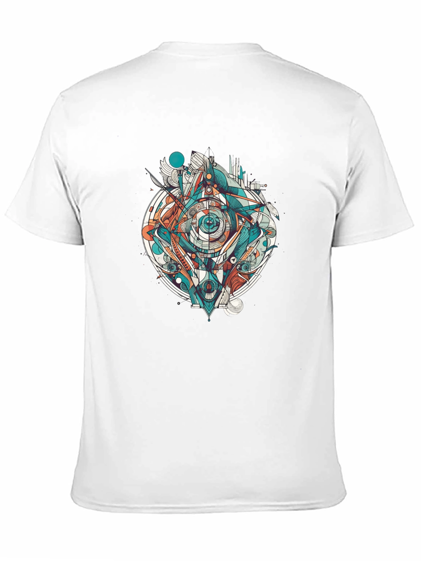 Abstract Geometric Eye Graphic Tee - Black