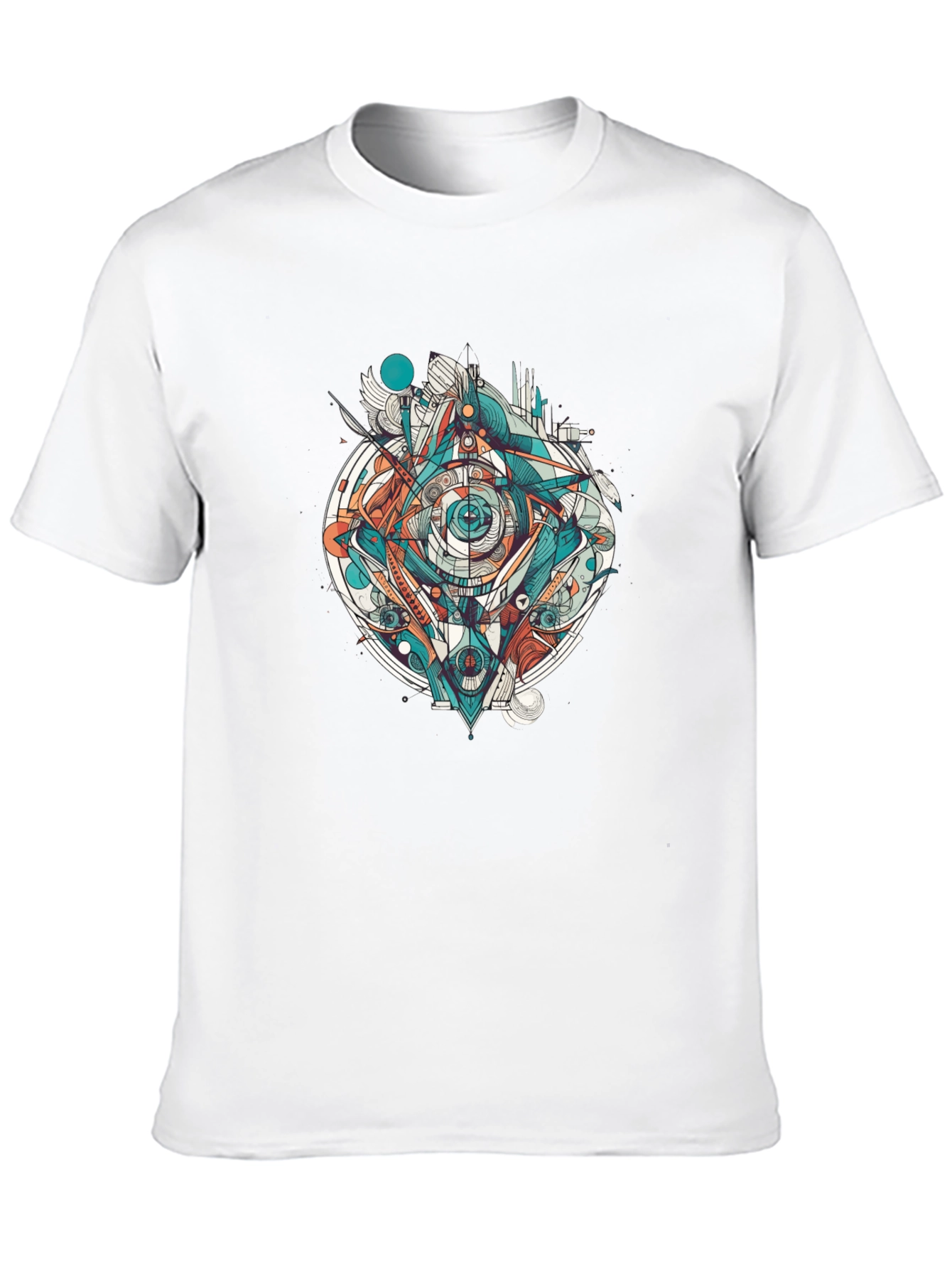 Abstract Geometric Eye Graphic Tee - Black