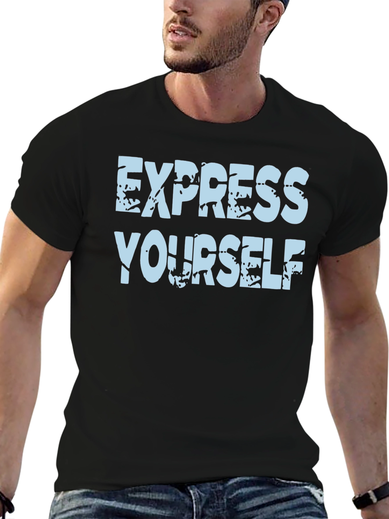 Express Yourself Graphic Tee - Black Cotton T-Shirt