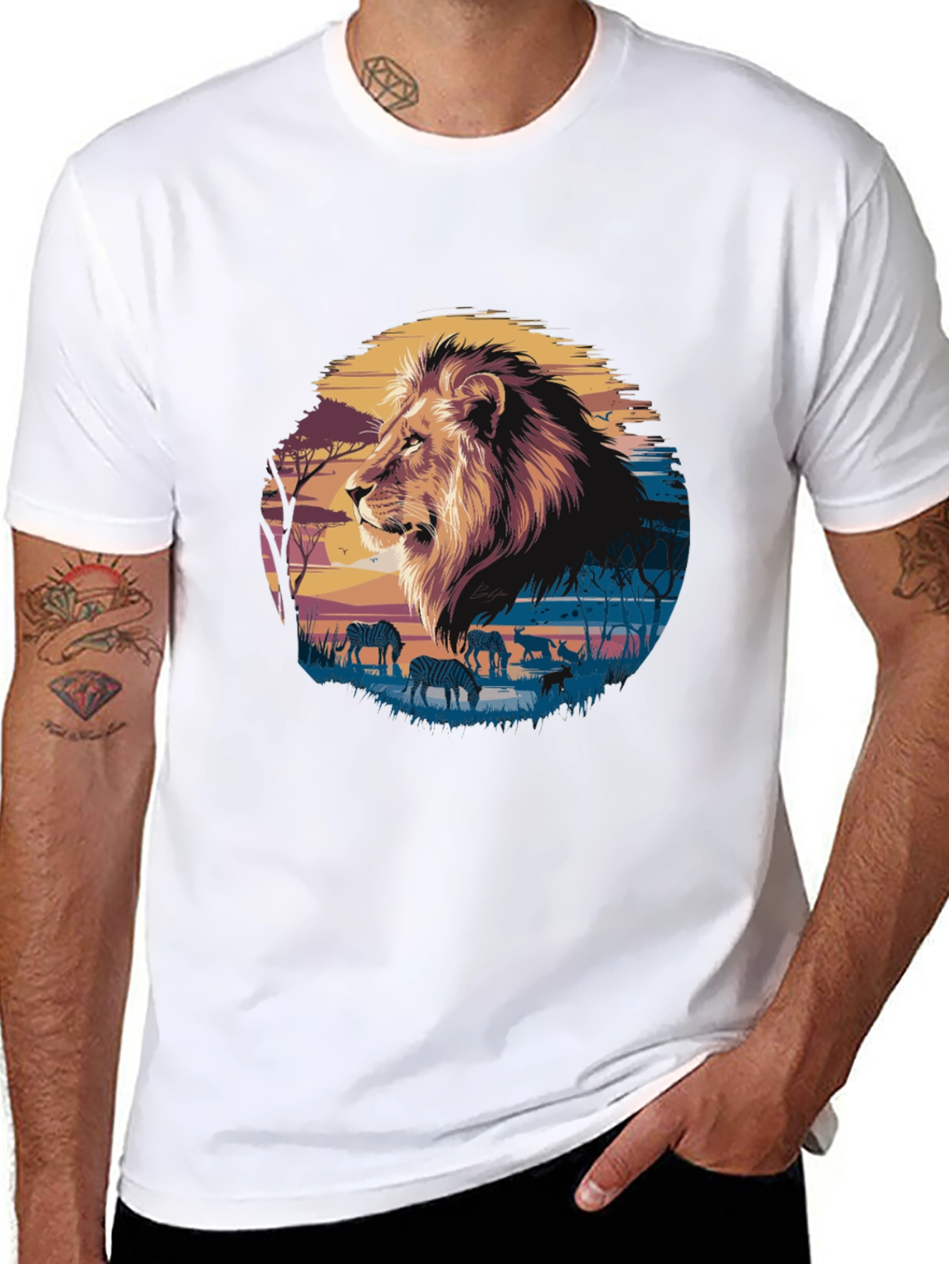 Savanna Lion Graphic Tee - Premium Comfort
