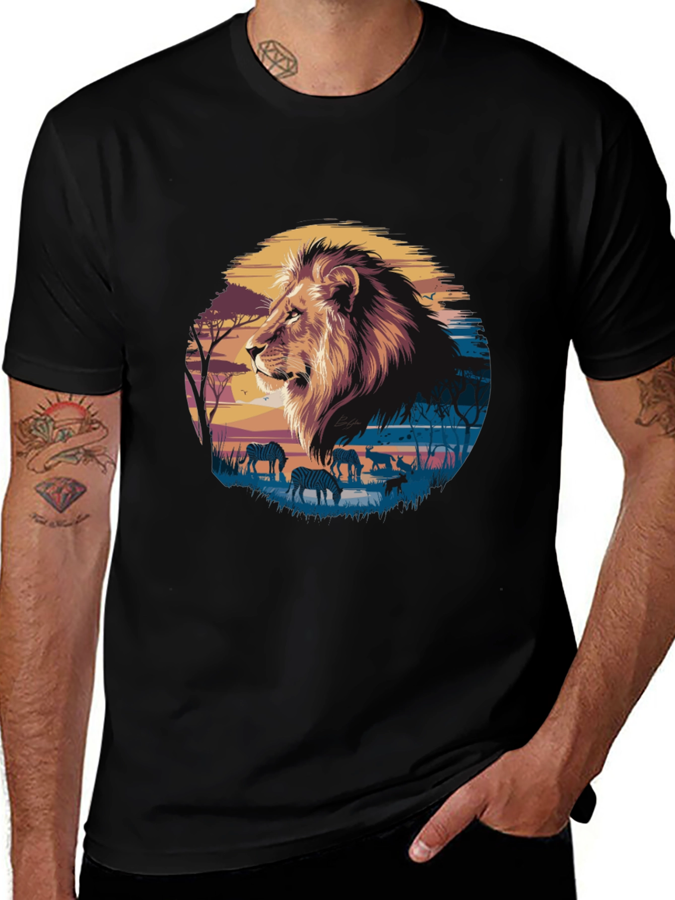 Savanna Lion Graphic Tee - Premium Comfort