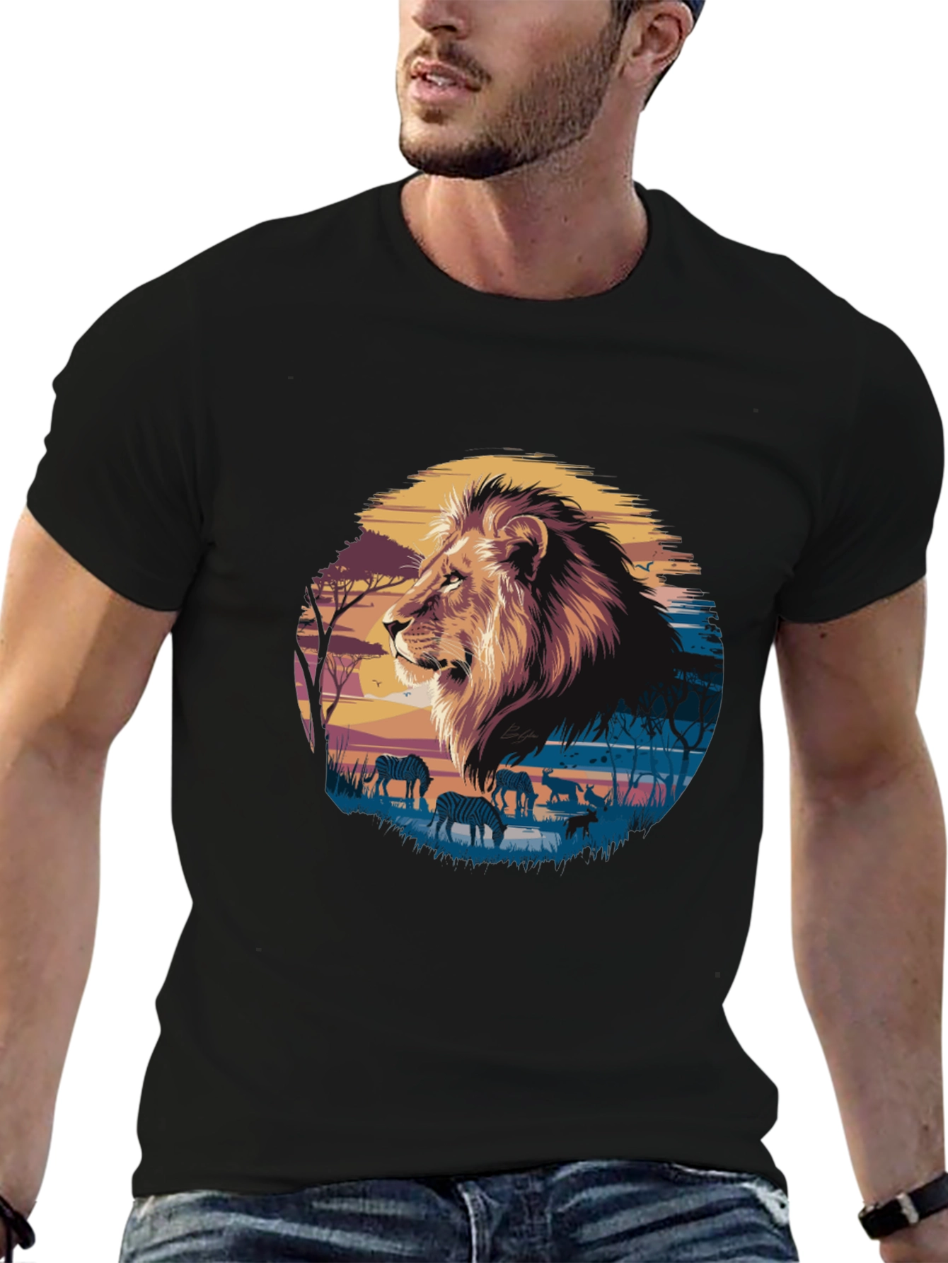 Savanna Lion Graphic Tee - Premium Comfort