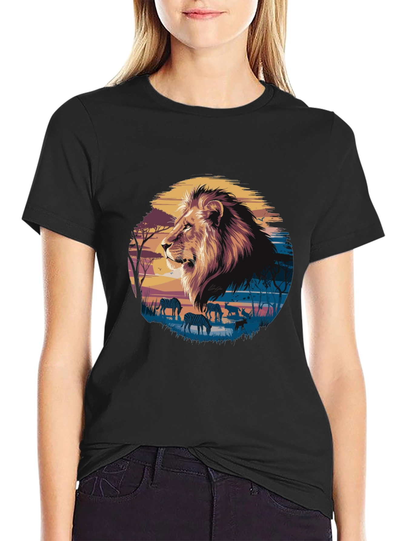 Savanna Lion Graphic Tee - Premium Comfort