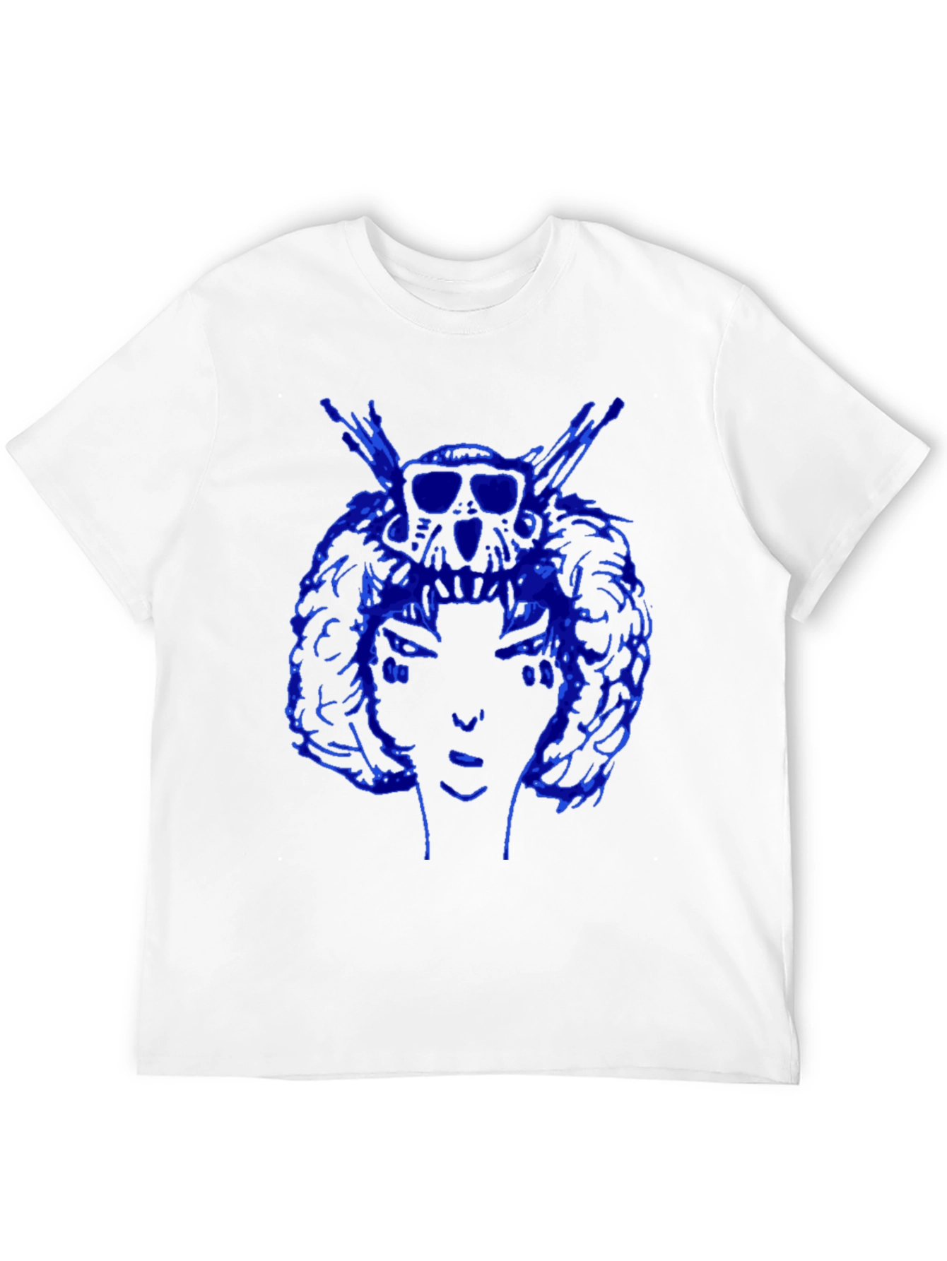 Blue Graphic Print Black Tee