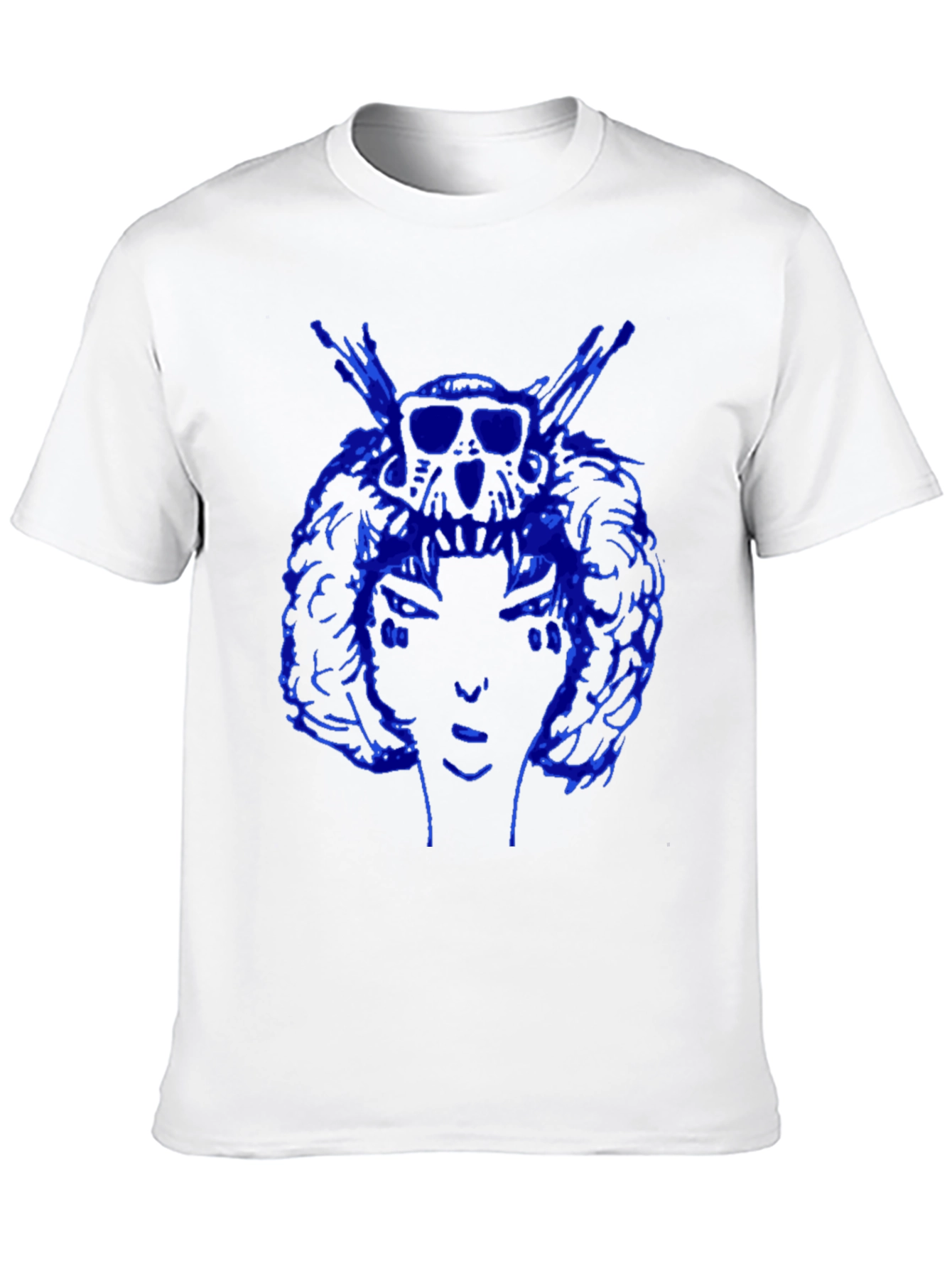 Blue Graphic Print Black Tee