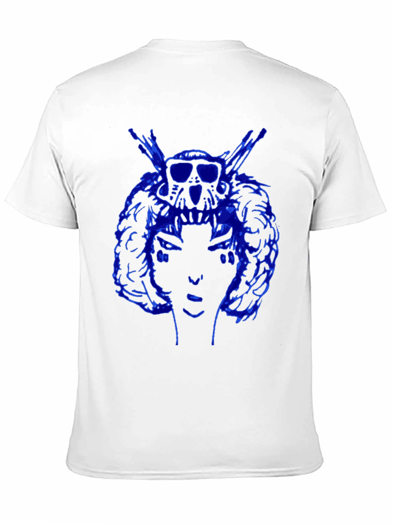 Blue Graphic Print Black Tee