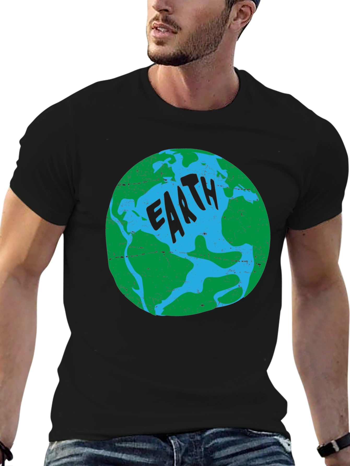 Earth Graphic Print T-Shirt - Black
