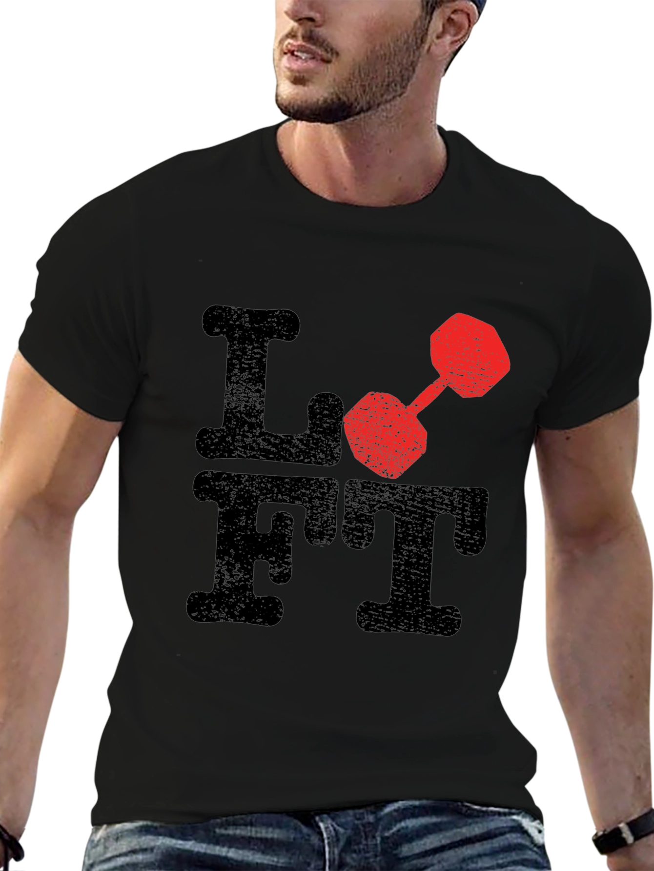 Lift Dumbbell Graphic Tee - Black Cotton T-Shirt