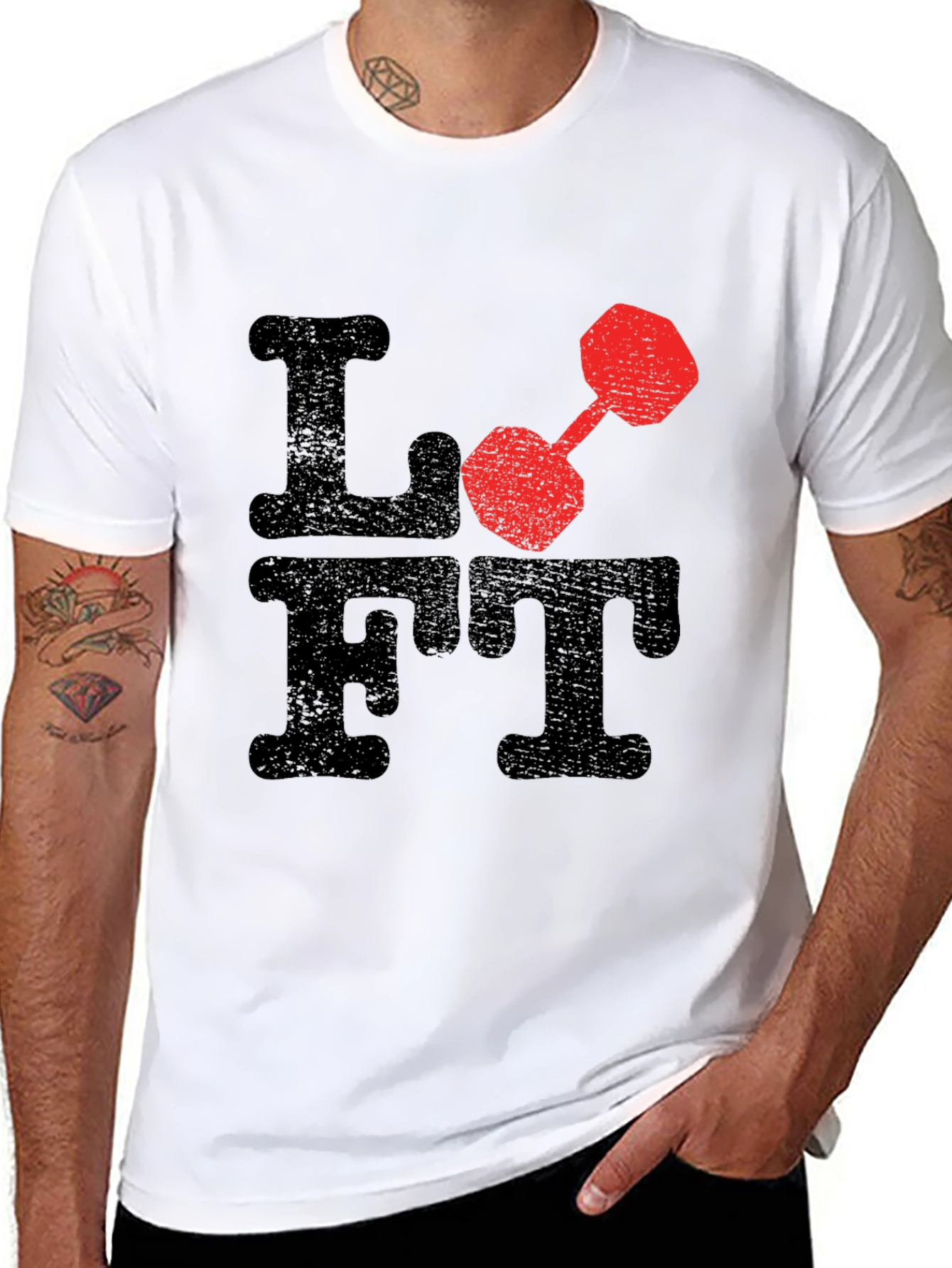 Lift Dumbbell Graphic Tee - Black Cotton T-Shirt