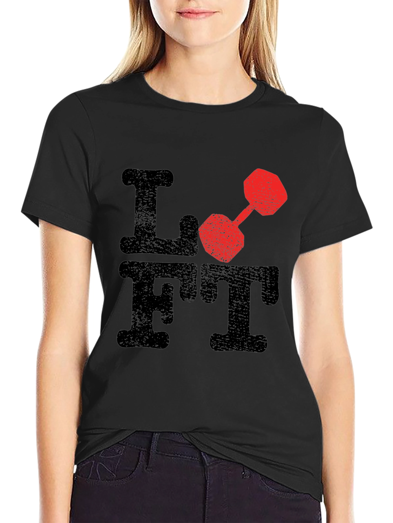 Lift Dumbbell Graphic Tee - Black Cotton T-Shirt