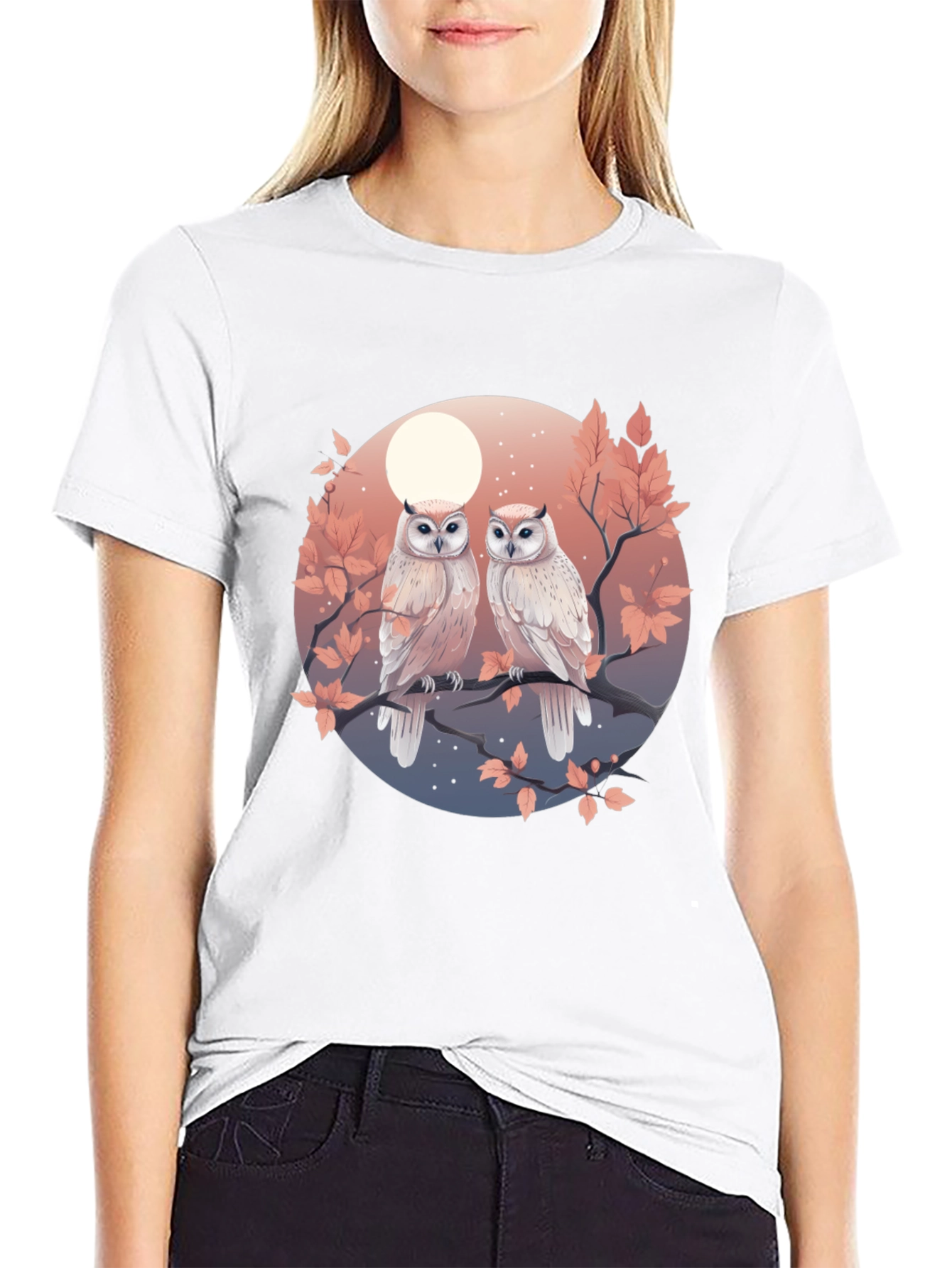 Owl Moon Graphic Tee - Unique Bird Lover Design