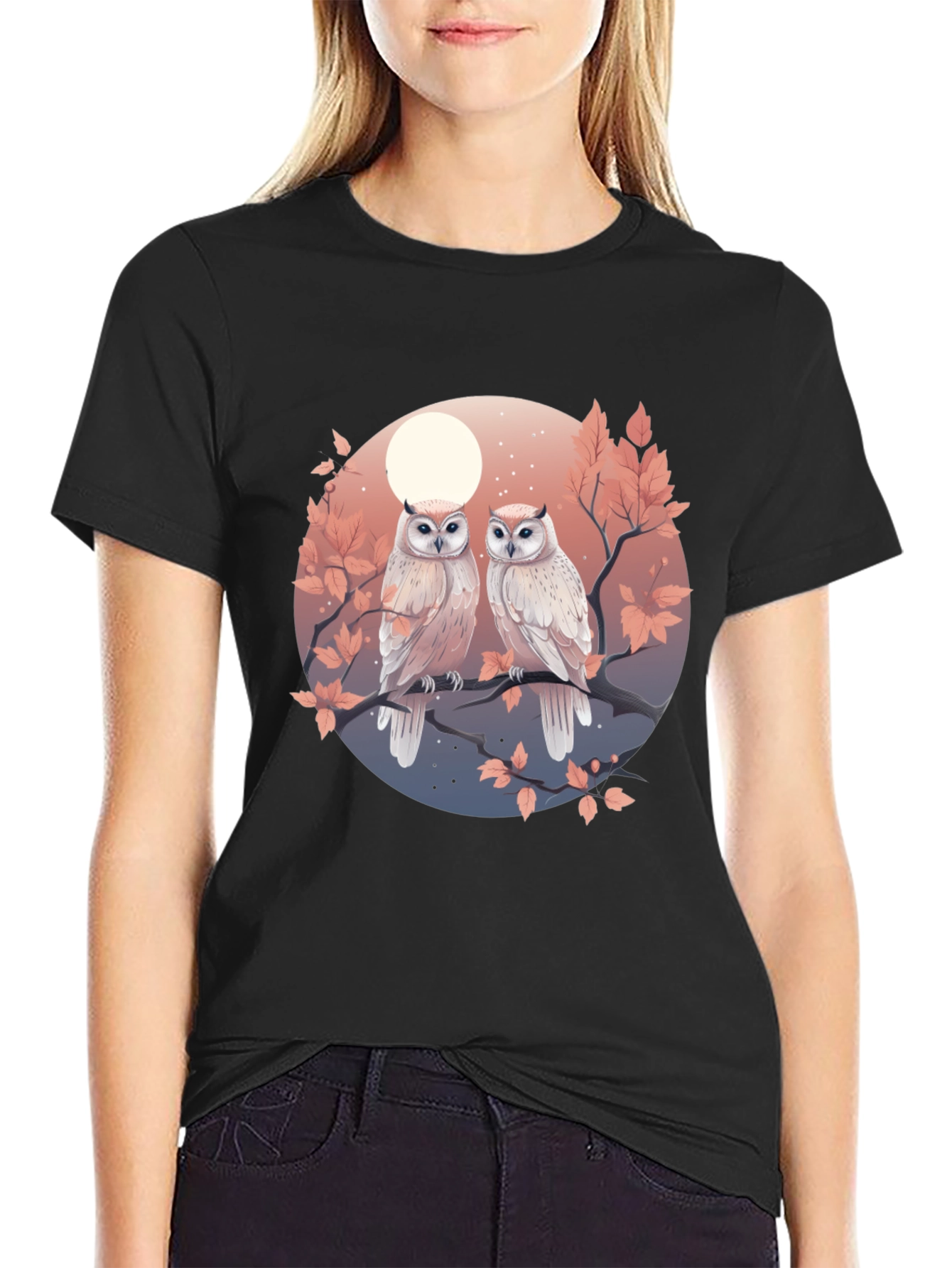 Owl Moon Graphic Tee - Unique Bird Lover Design