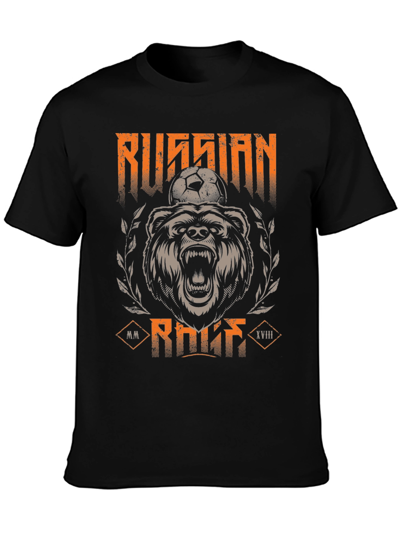 Russian Bear Soccer T-Shirt - Black Graphic Tee
