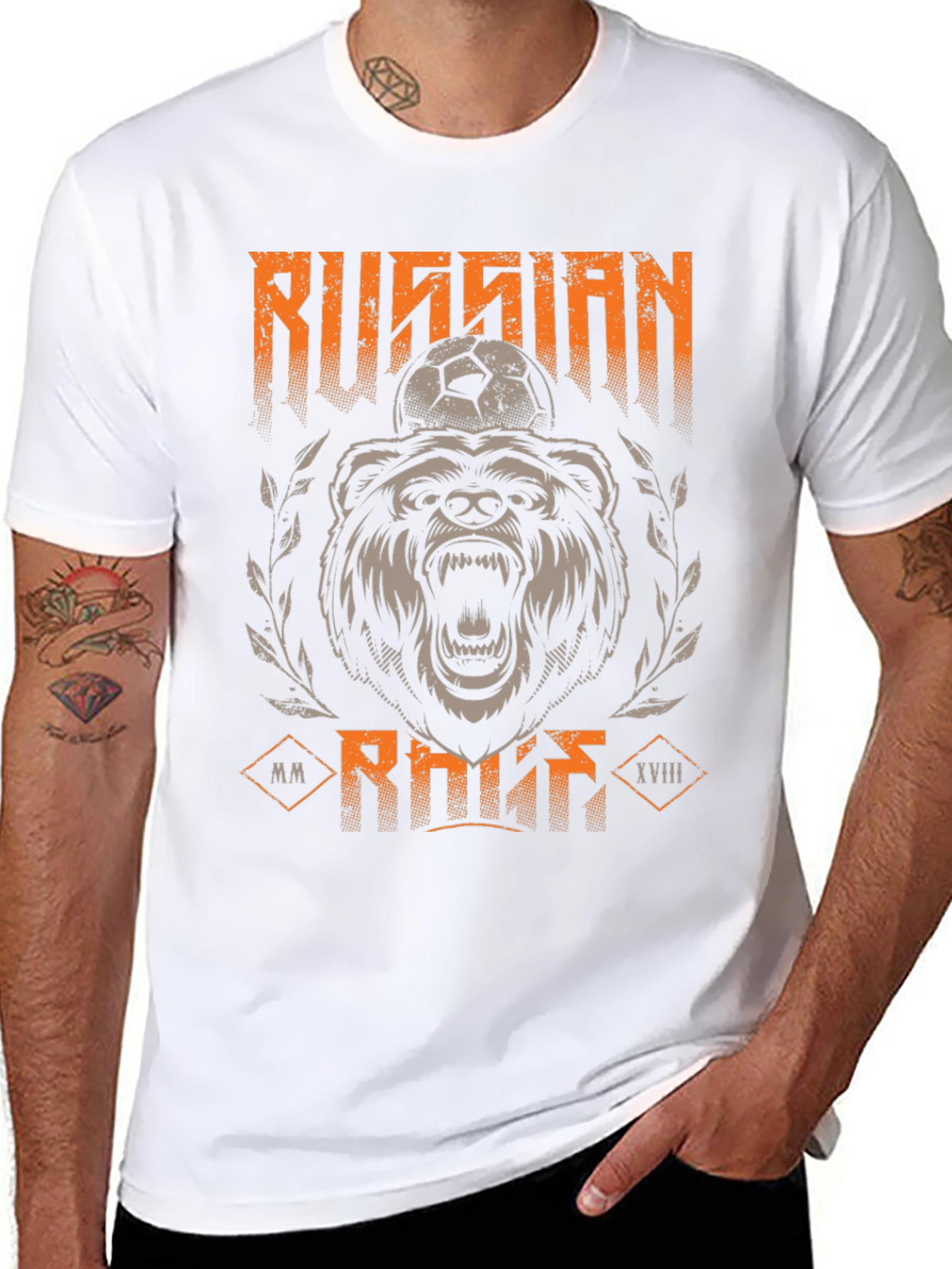 Russian Bear Soccer T-Shirt - Black Graphic Tee