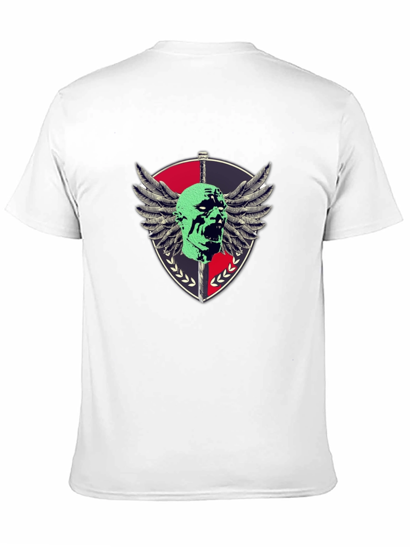 Edgy Shield & Skull Graphic Black T-Shirt
