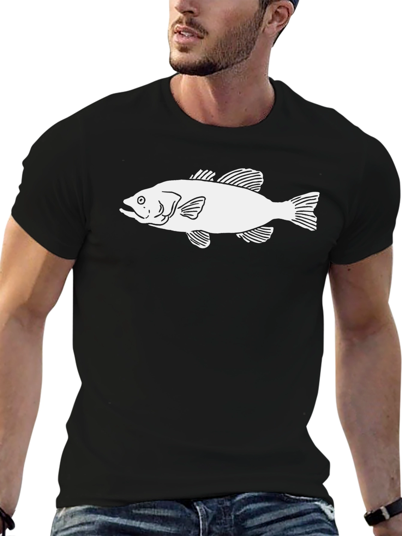 Bass Fish Graphic T-Shirt - Stylish Mens Tee