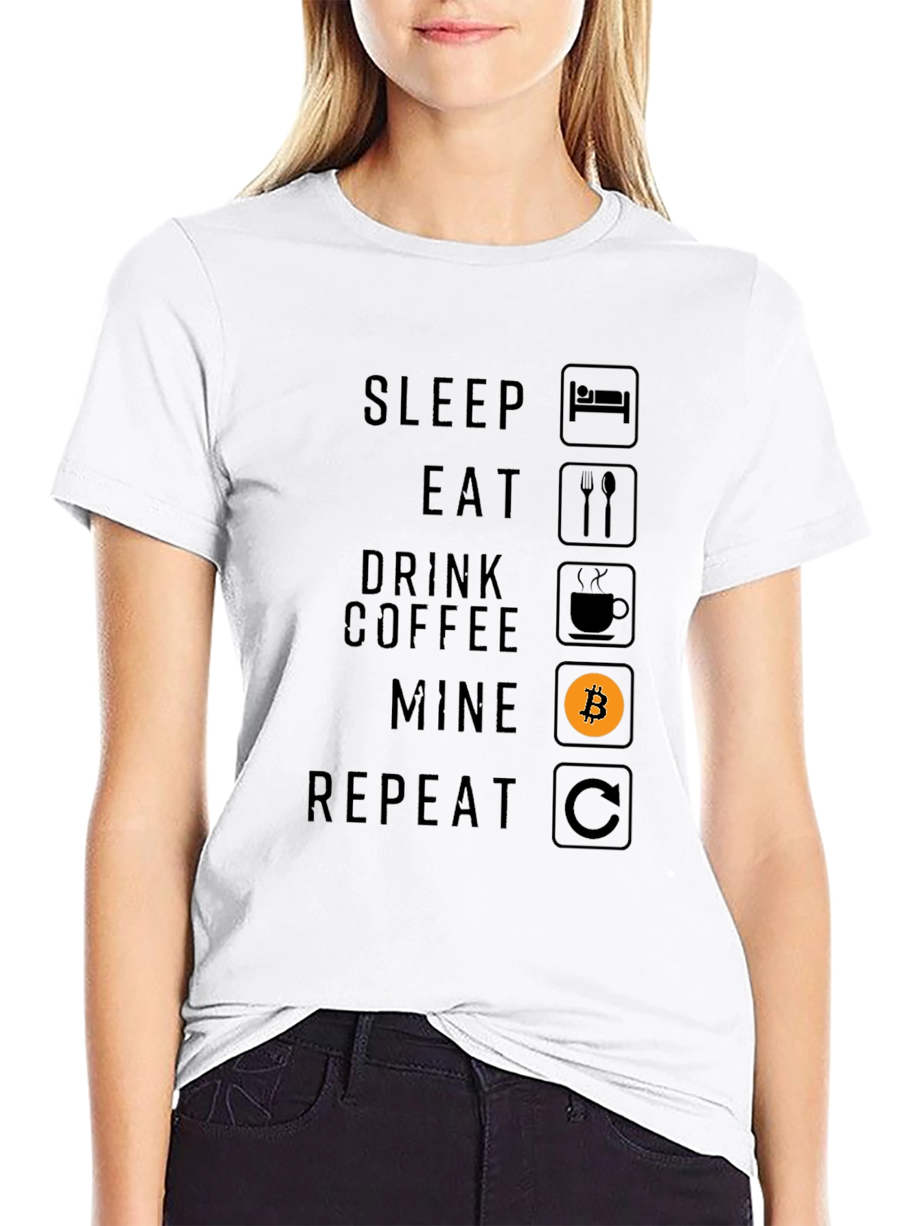 Bitcoin Mining T-Shirt - Sleep Eat Mine Repeat