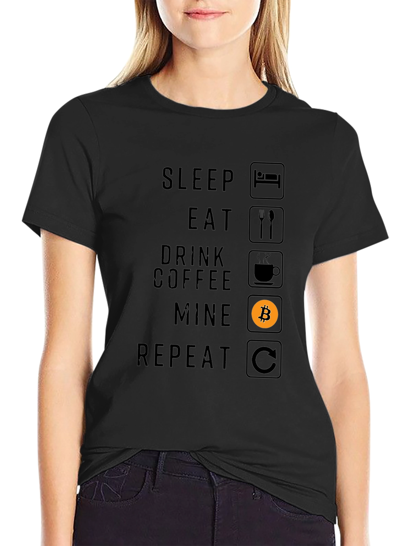 Bitcoin Mining T-Shirt - Sleep Eat Mine Repeat