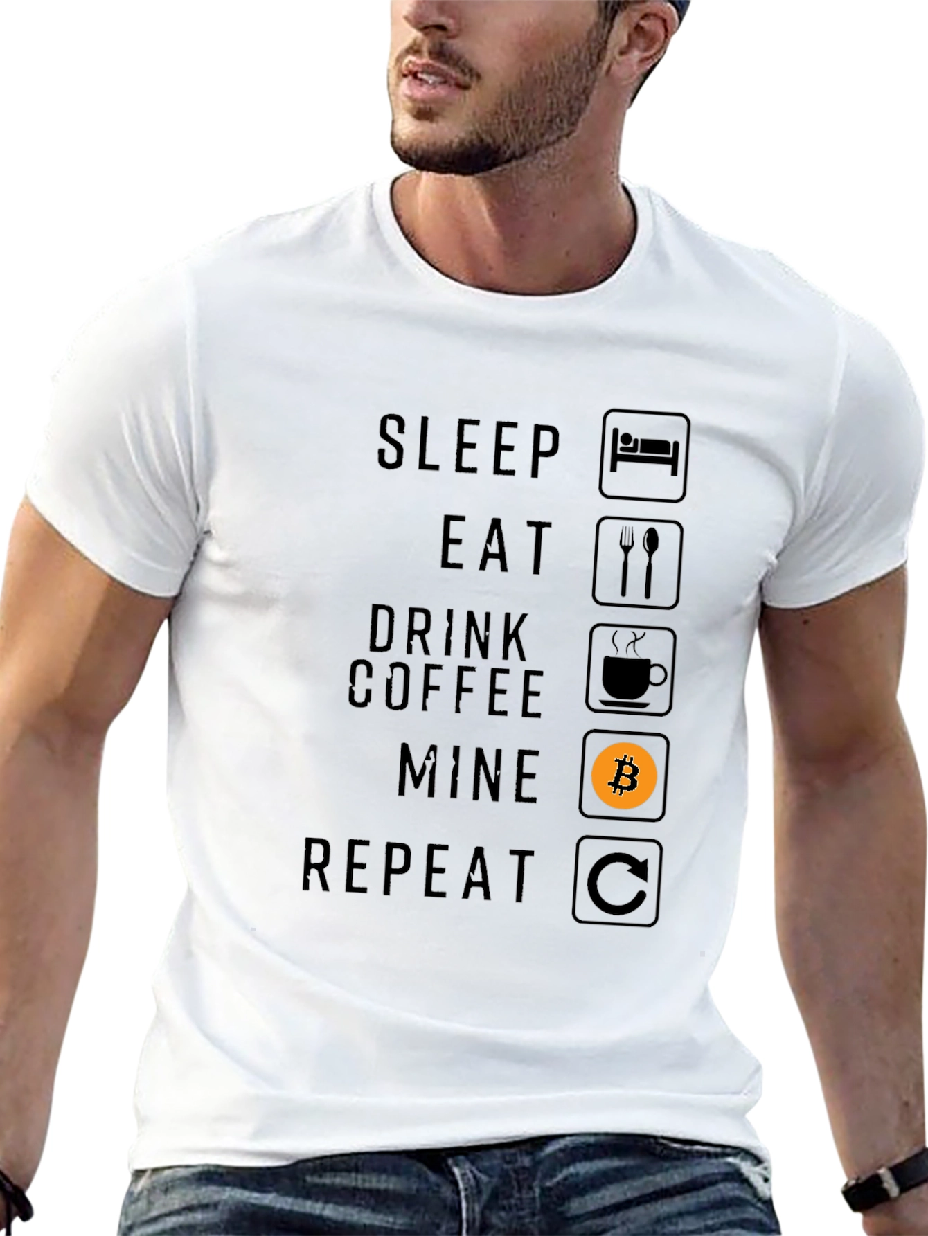 Bitcoin Mining T-Shirt - Sleep Eat Mine Repeat