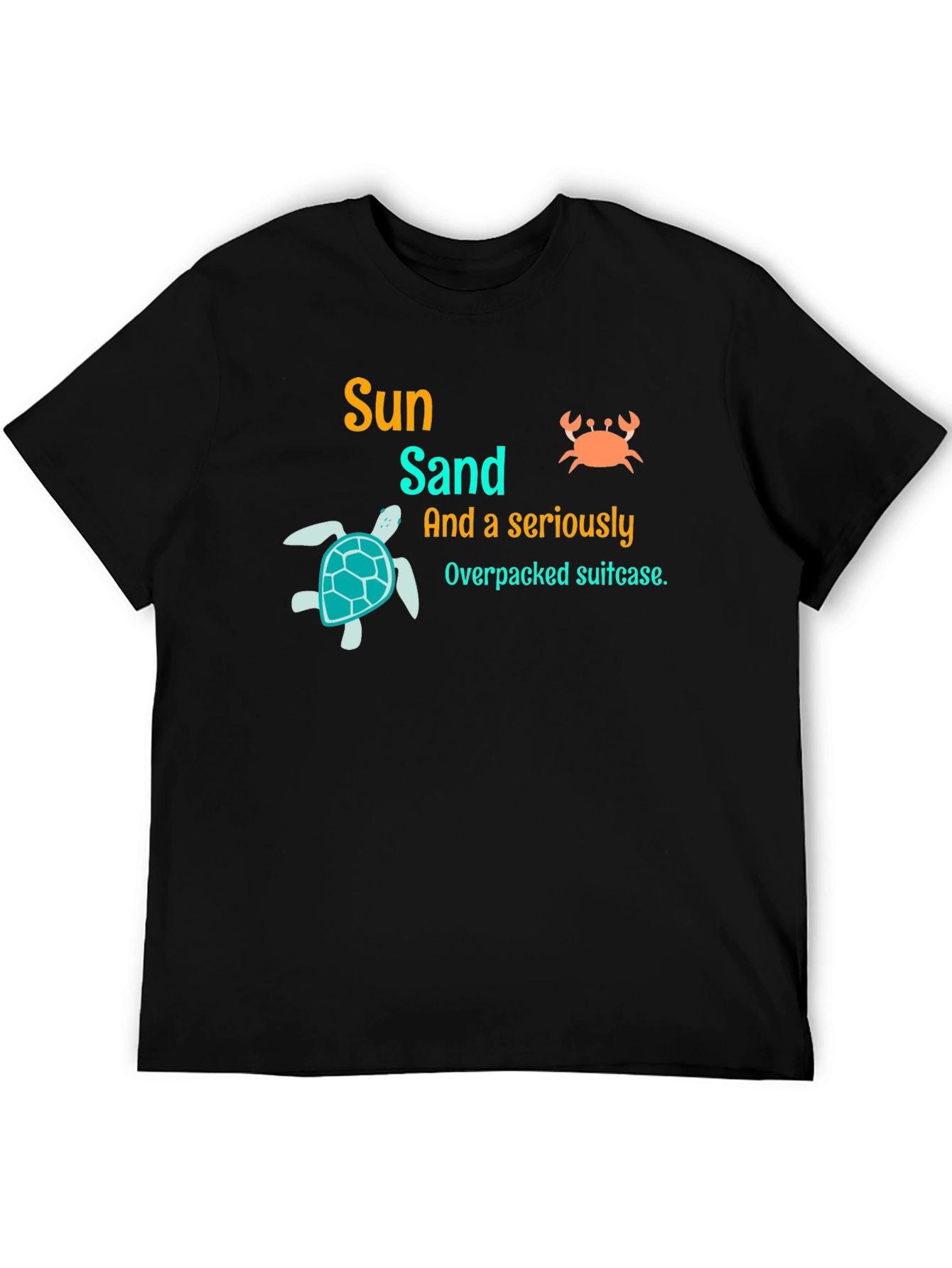 Sun Sand Overpacked Suitcase Black Graphic Tee