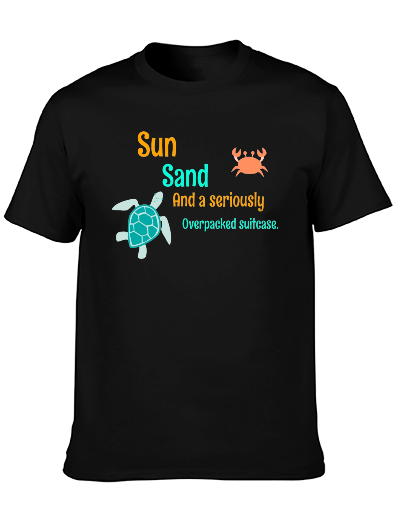 Sun Sand Overpacked Suitcase Black Graphic Tee