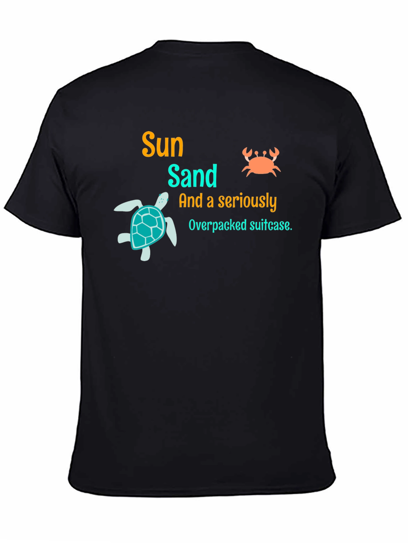 Sun Sand Overpacked Suitcase Black Graphic Tee
