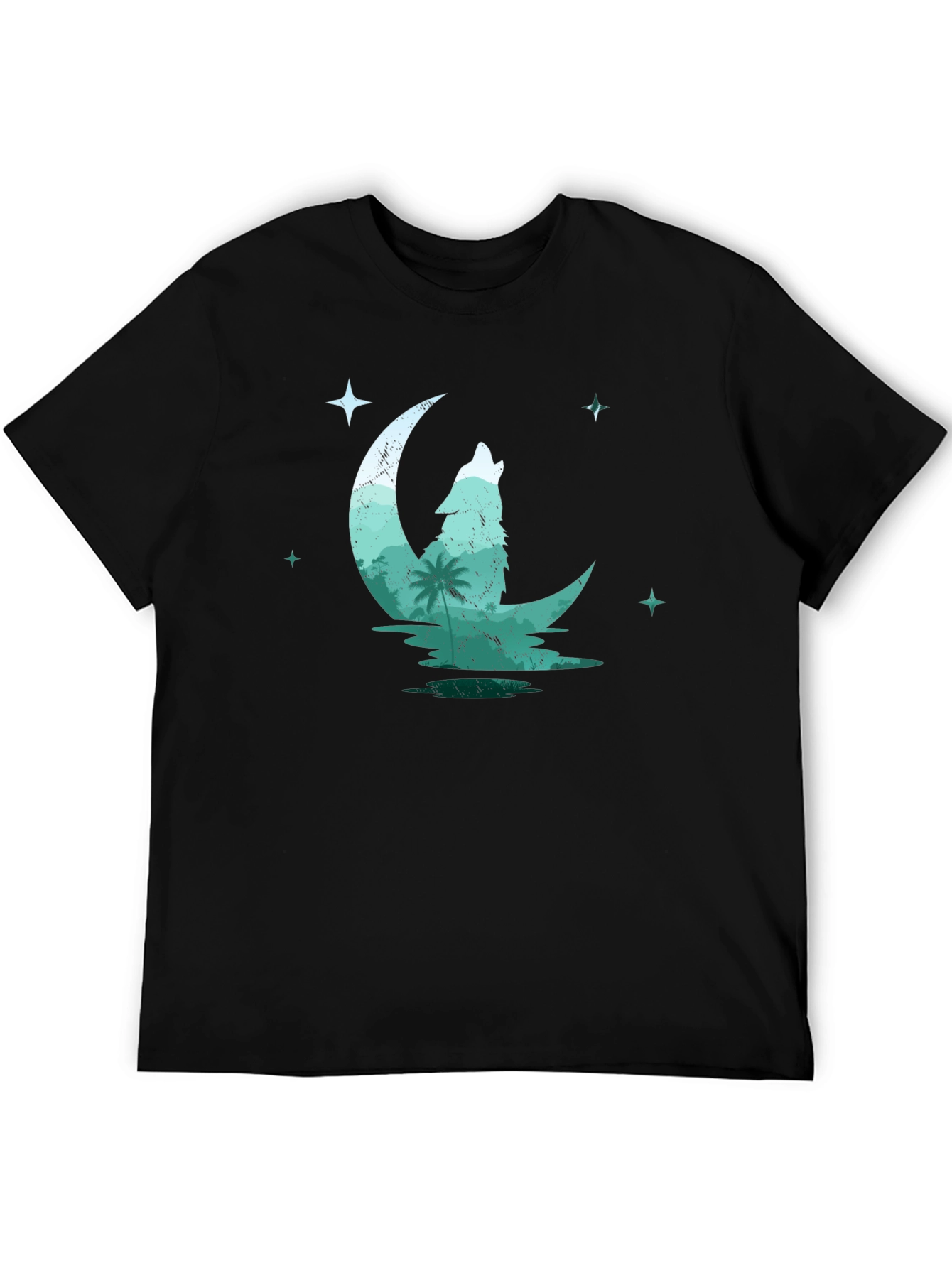 Wolf Moon Graphic Tee - Black Cotton T-Shirt