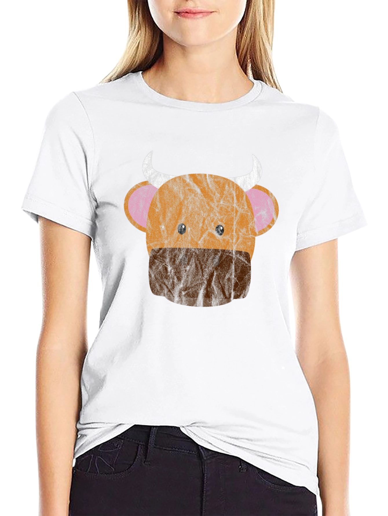 Funny Cow Face Graphic T-Shirt