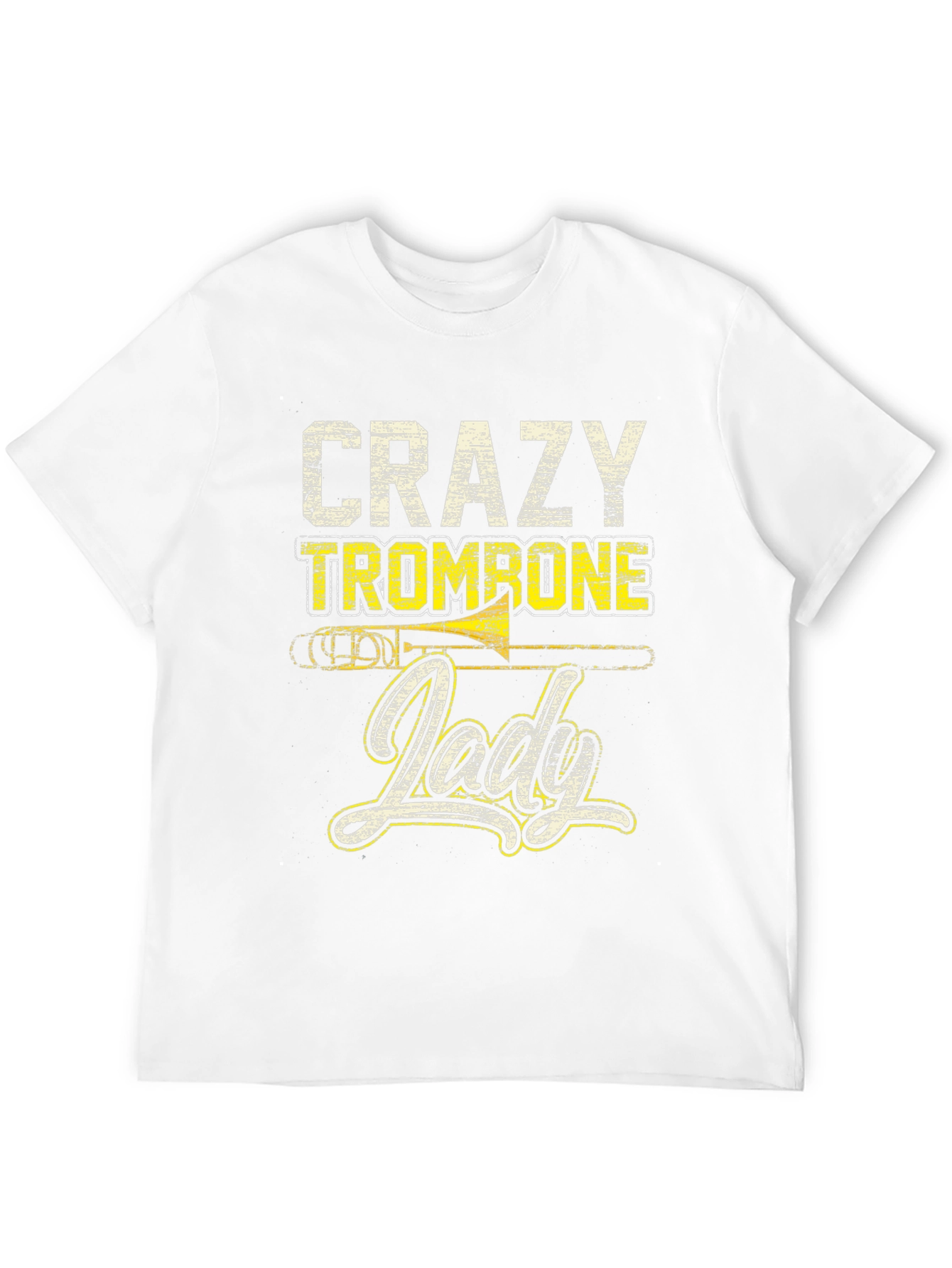 Crazy Trombone Lady Black T-Shirt - Music Lover Tee