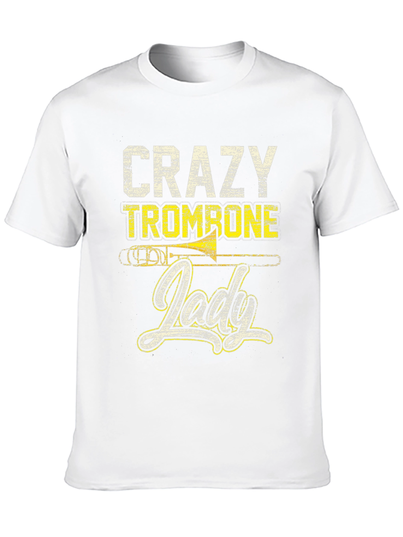 Crazy Trombone Lady Black T-Shirt - Music Lover Tee