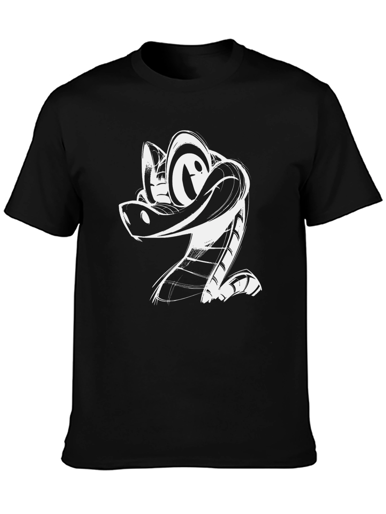 Cartoon Snake Graphic Tee - Black
