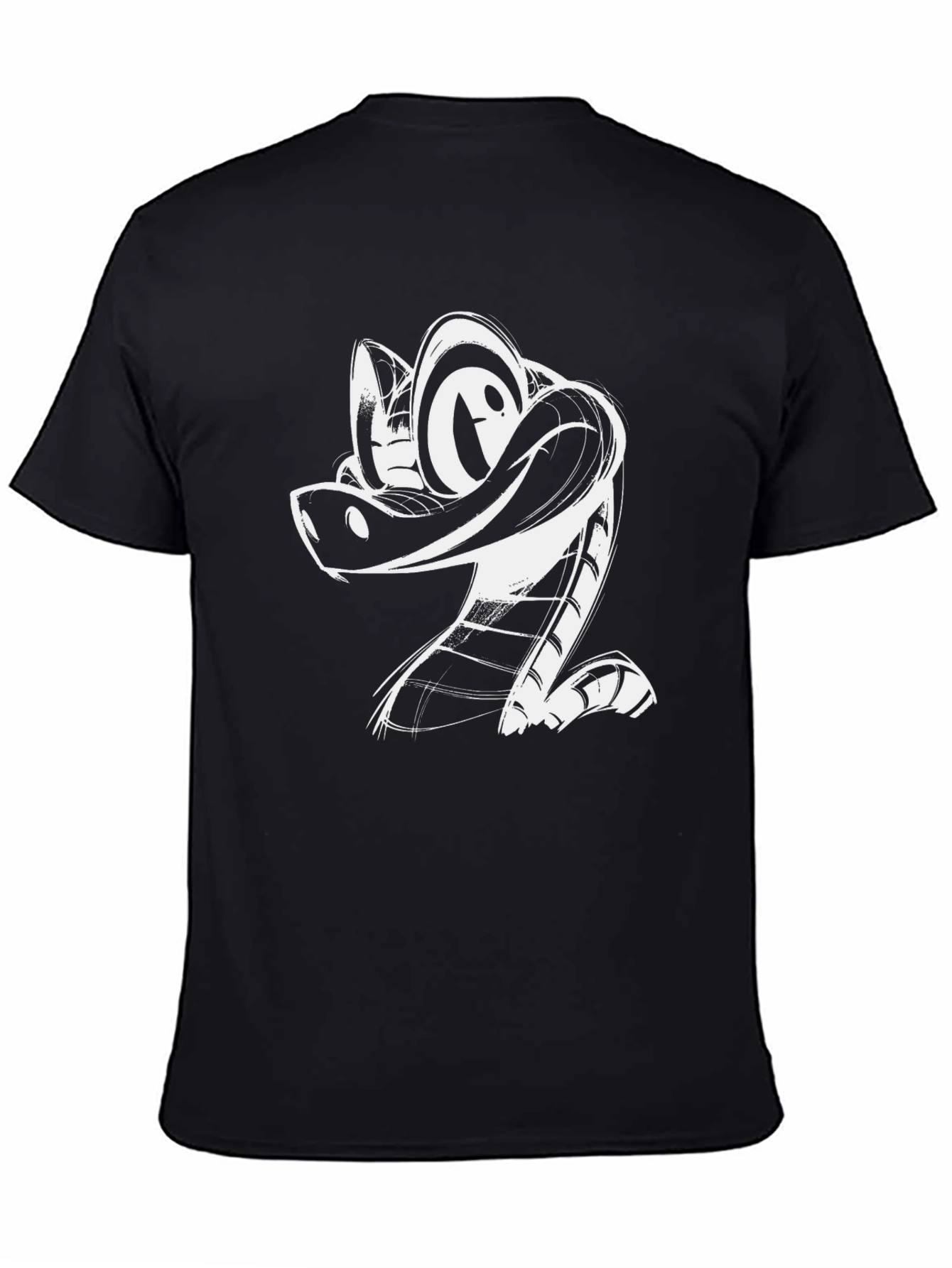 Cartoon Snake Graphic Tee - Black