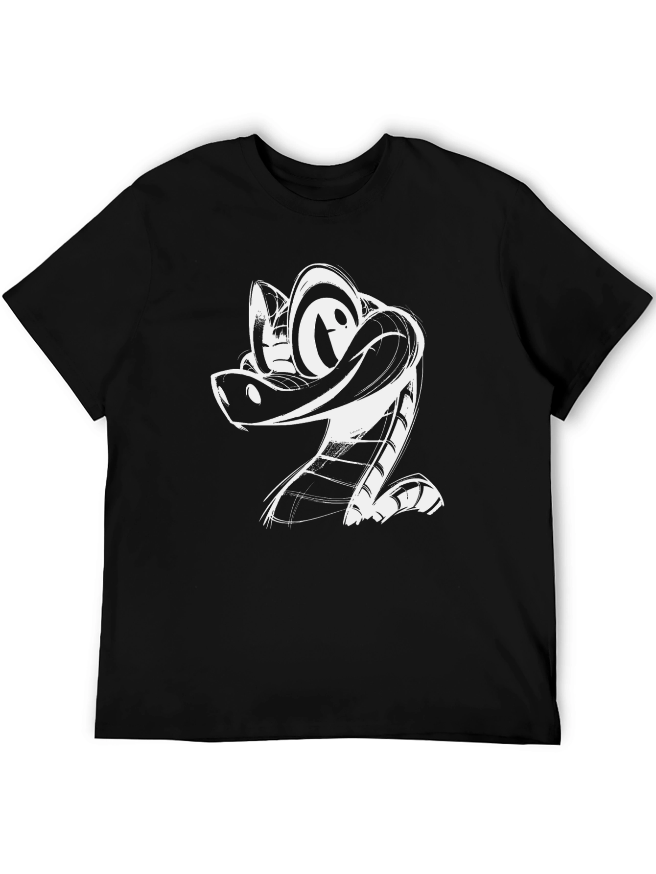 Cartoon Snake Graphic Tee - Black