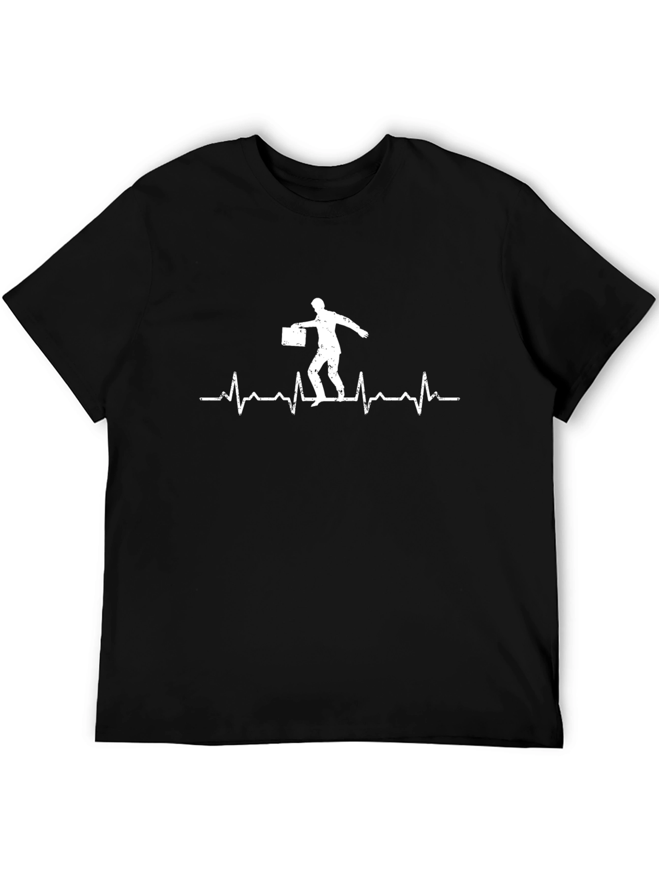 Heartbeat Businessman Black T-Shirt