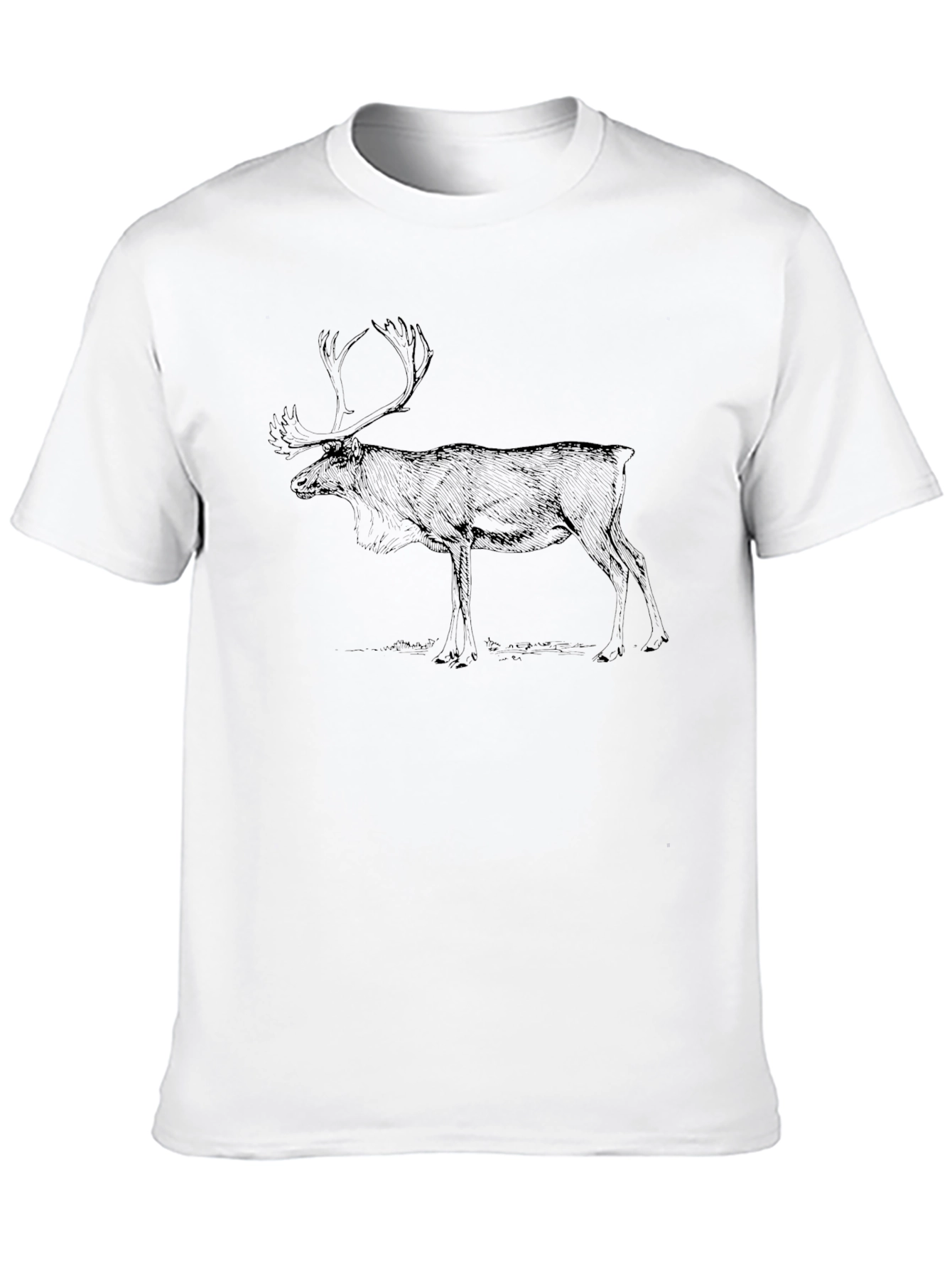 Black T-Shirt with Deer Graphic Print