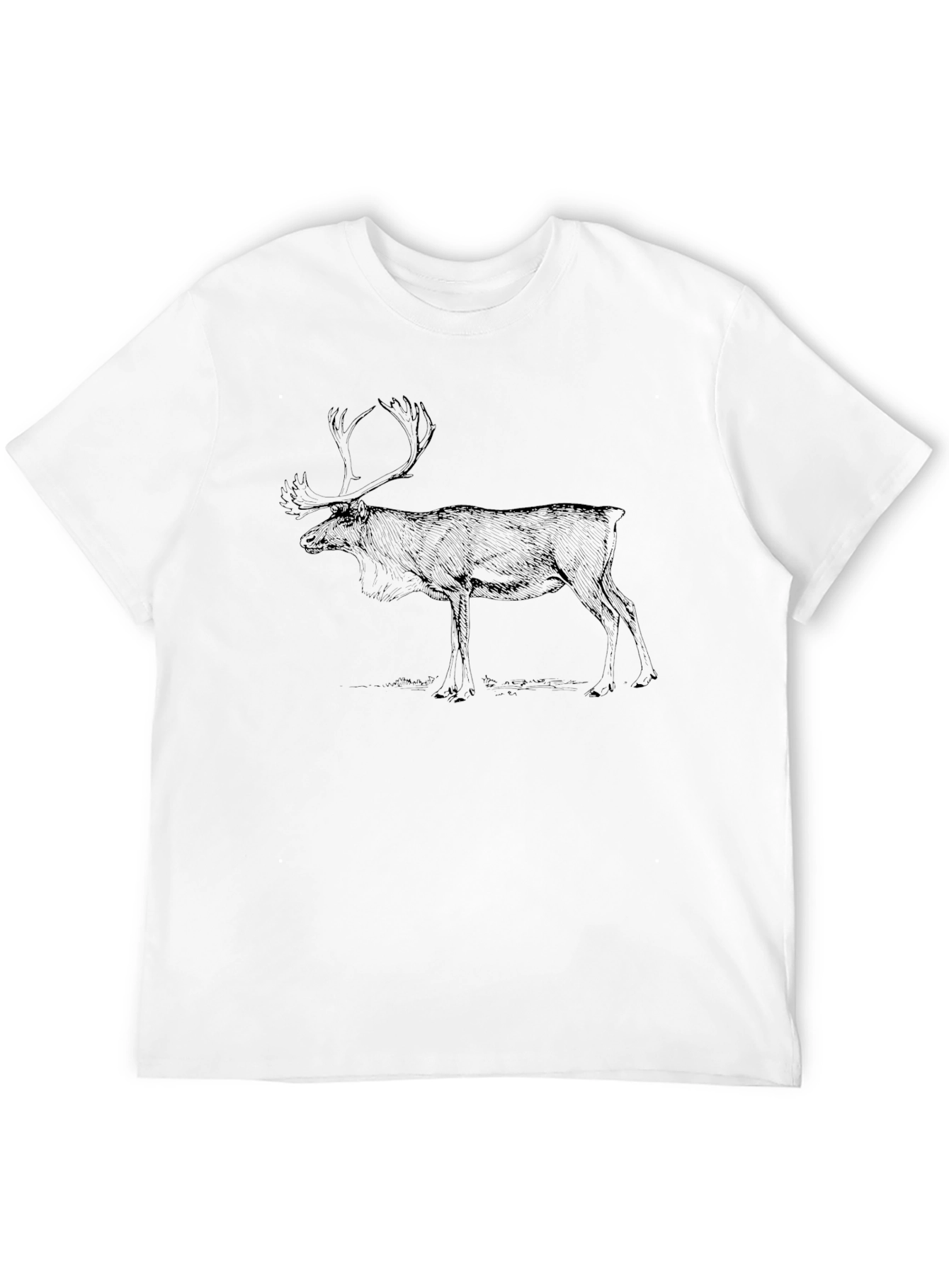 Black T-Shirt with Deer Graphic Print