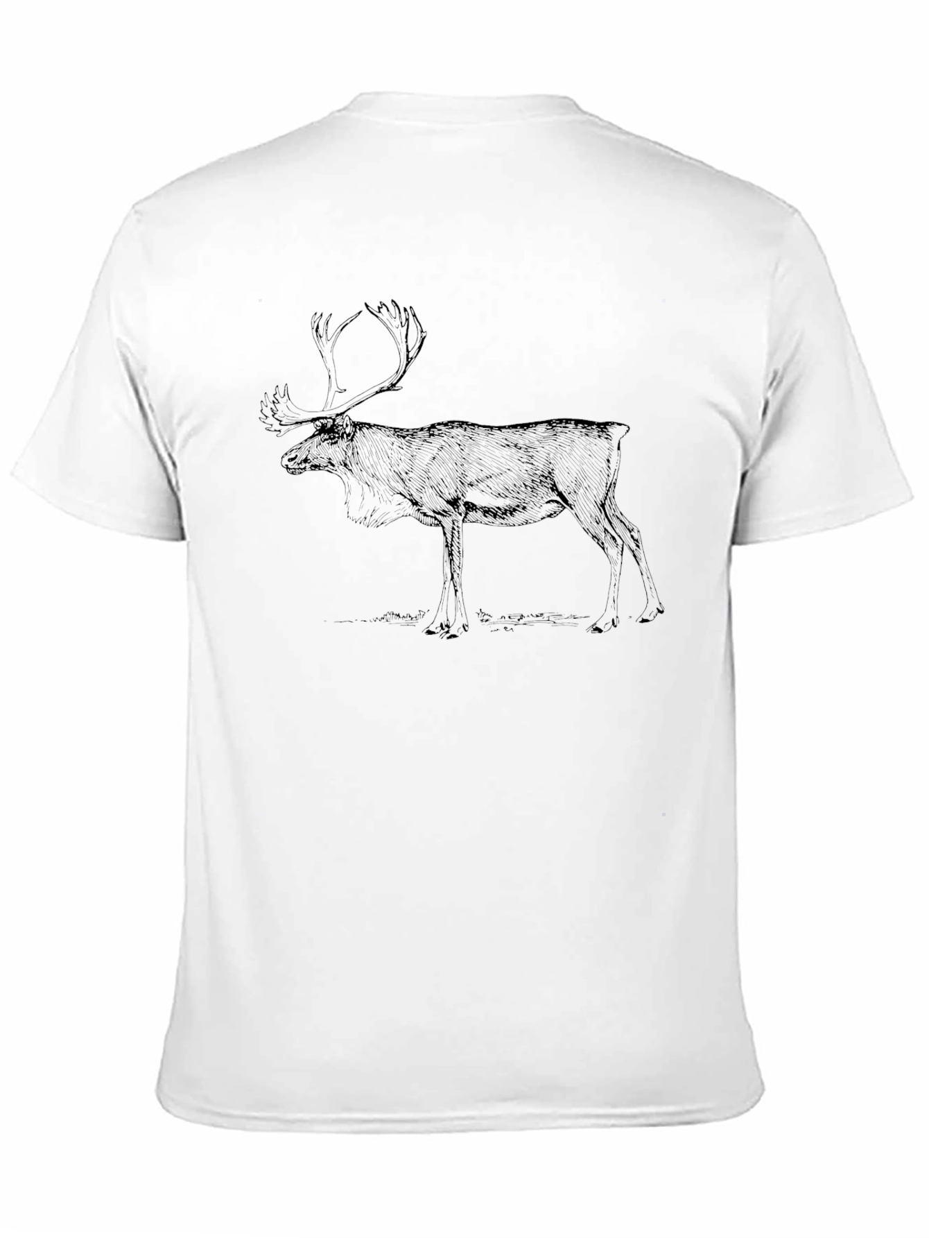 Black T-Shirt with Deer Graphic Print
