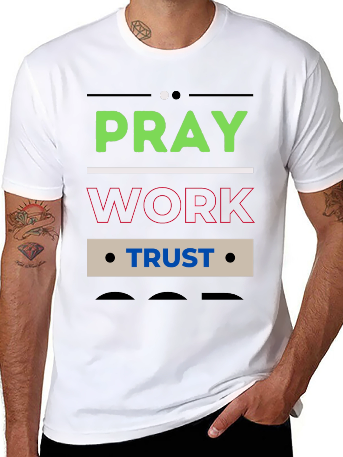 Pray Work Trust Graphic T-Shirt - Black
