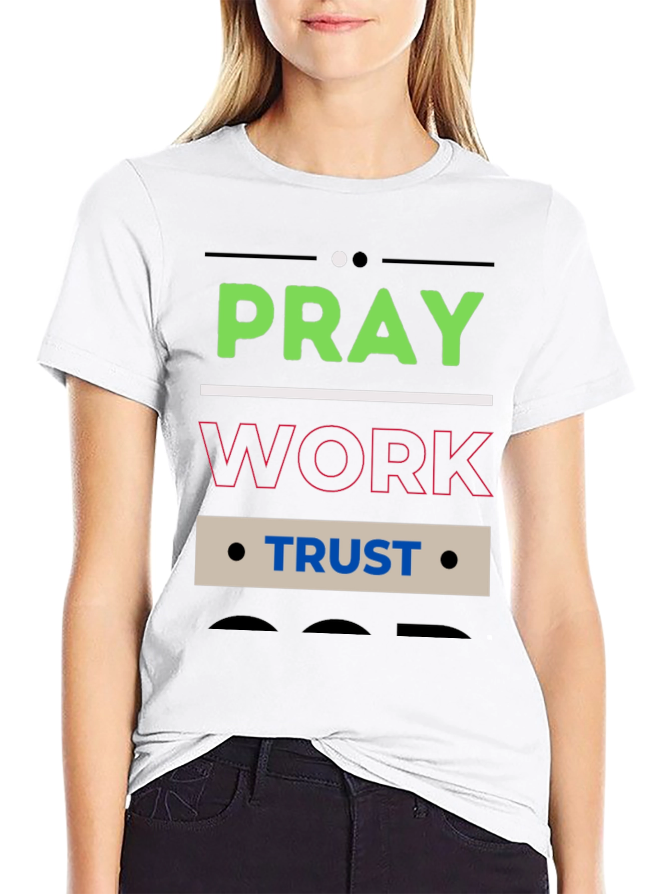 Pray Work Trust Graphic T-Shirt - Black