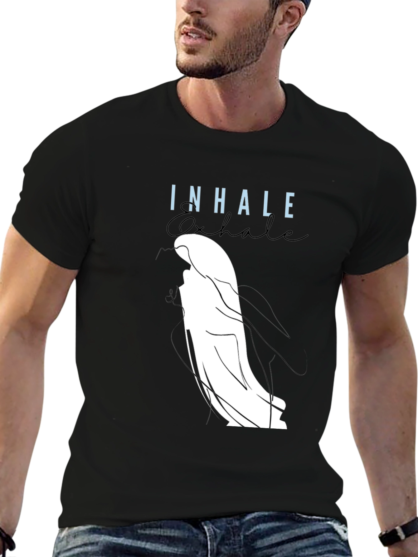 Inhale Exhale Graphic Tee - Black Casual Shirt