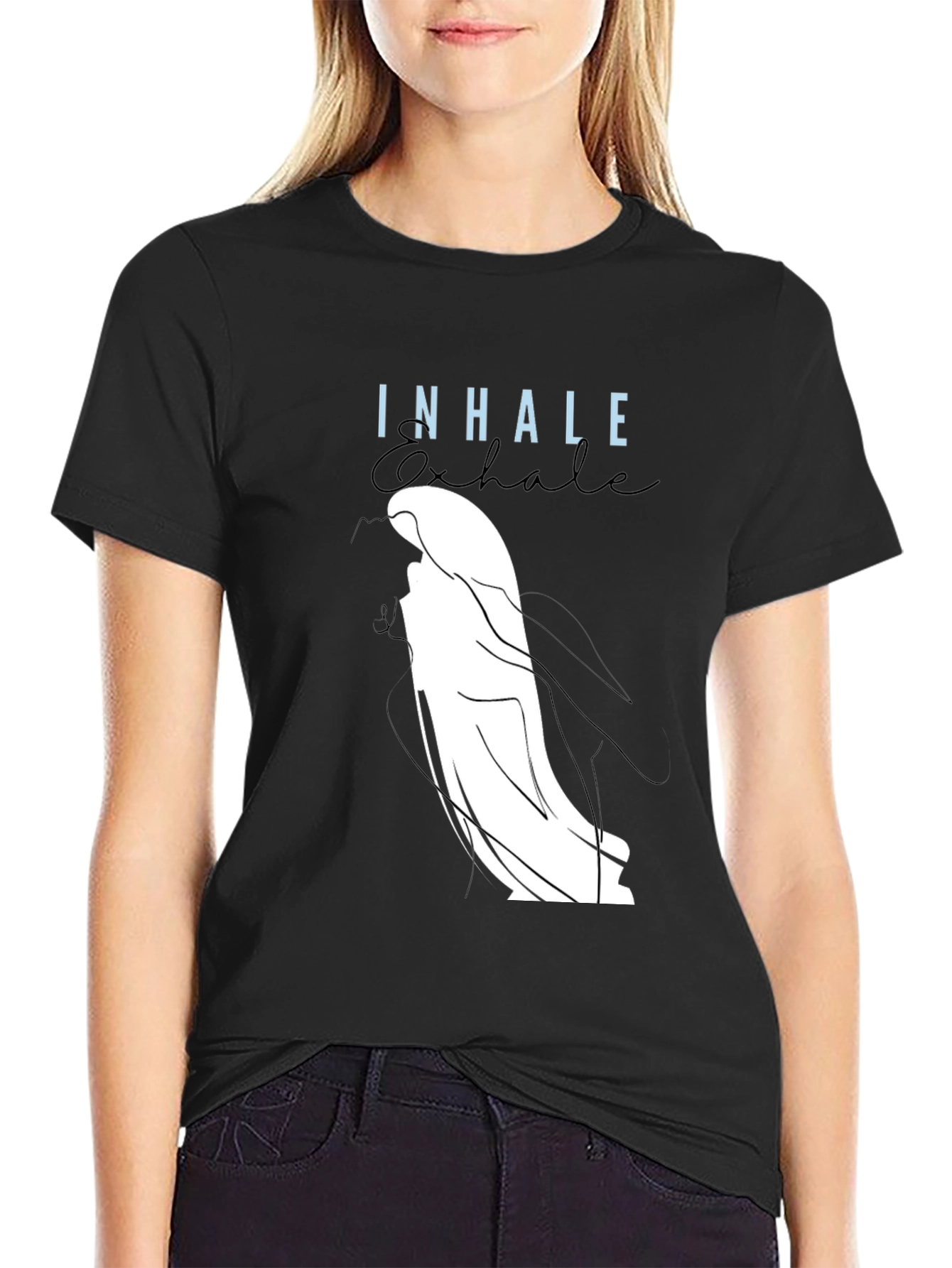 Inhale Exhale Graphic Tee - Black Casual Shirt