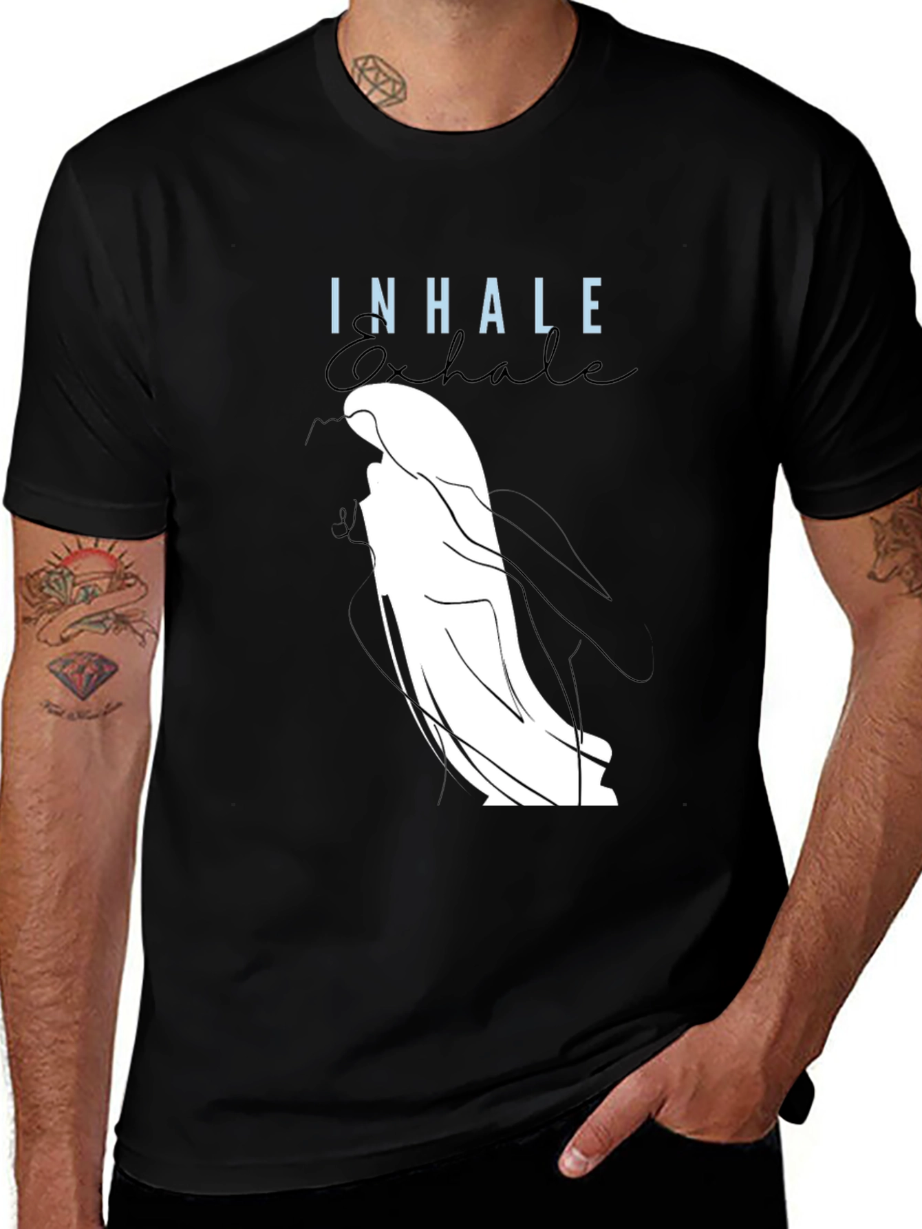 Inhale Exhale Graphic Tee - Black Casual Shirt