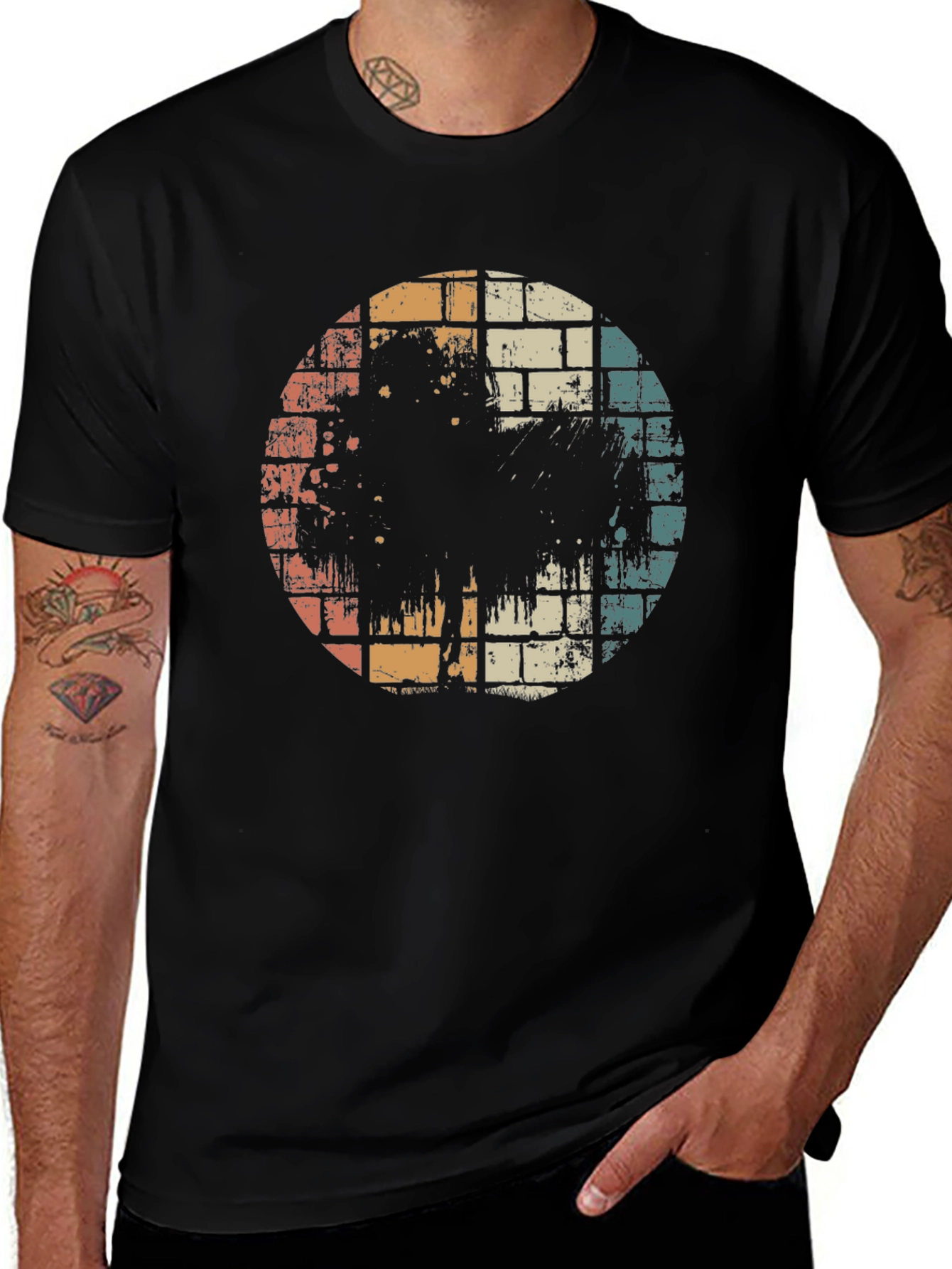 Retro Brick Wall Graphic T-Shirt