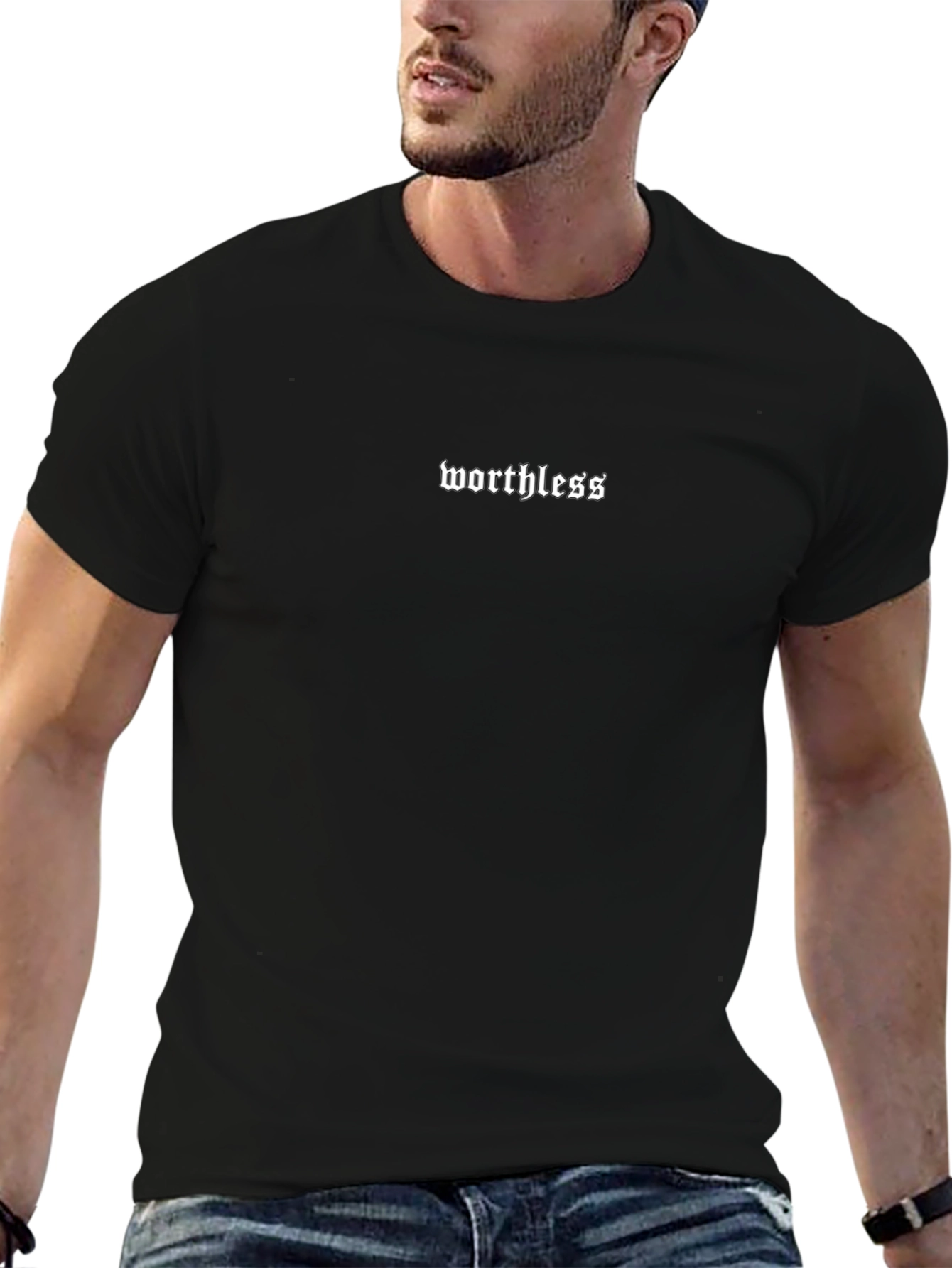 Worthless Graphic Print Black T-Shirt