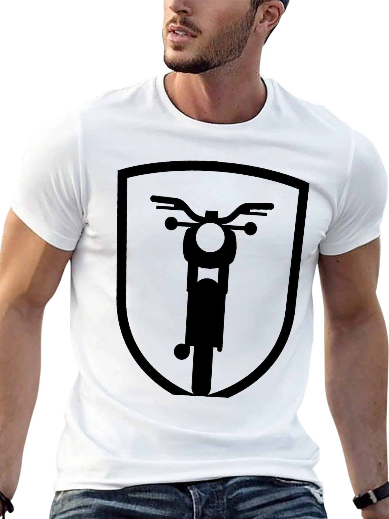 Motorcycle Shield Graphic Tee - Black